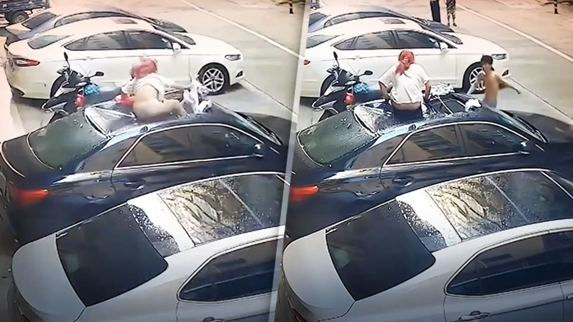 Žena spadla z balkóna na zaparkované auto.