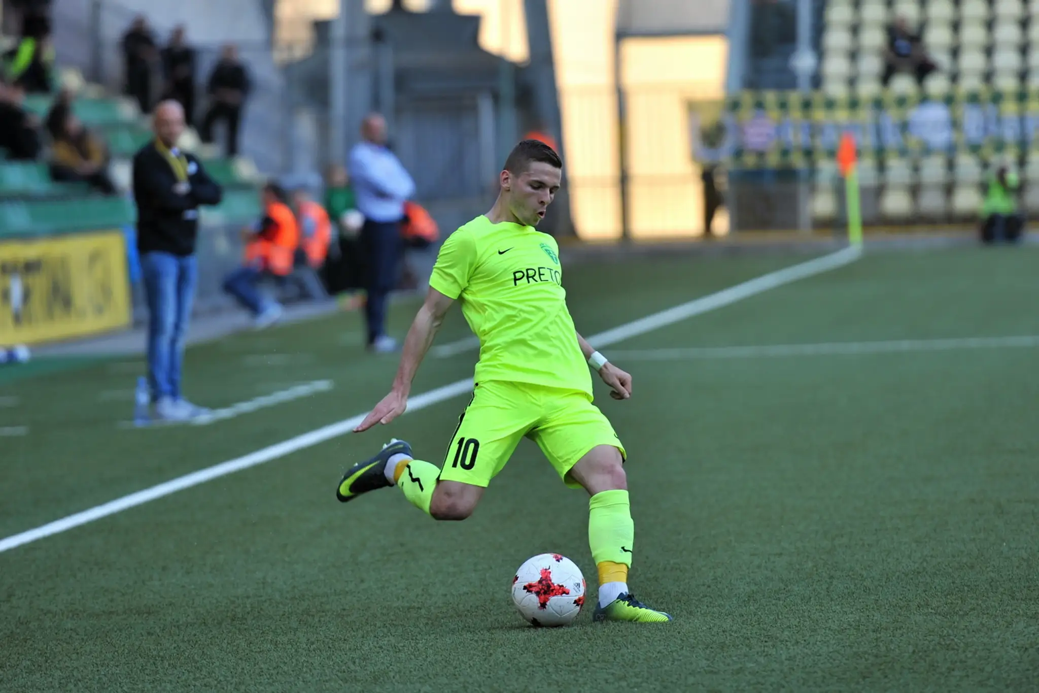 Na snímke Nicolas Špalek (MŠK Žilina) v zápase 25. kola futbalovej Fortuna ligy MŠK Žilina - FC Tatran Prešov.