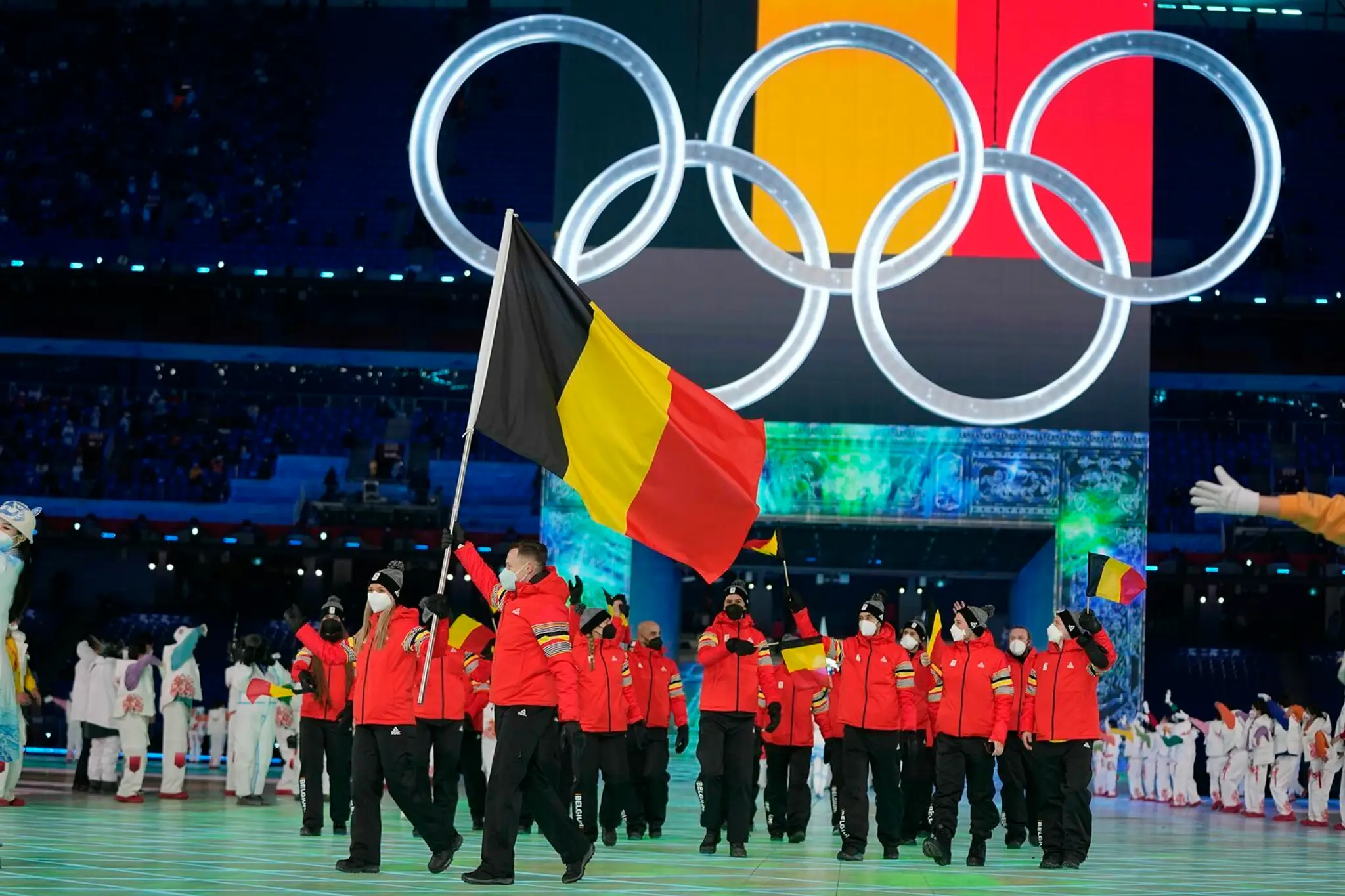 Belgickí športovci na otváracom ceremoniáli ZOH 2022.