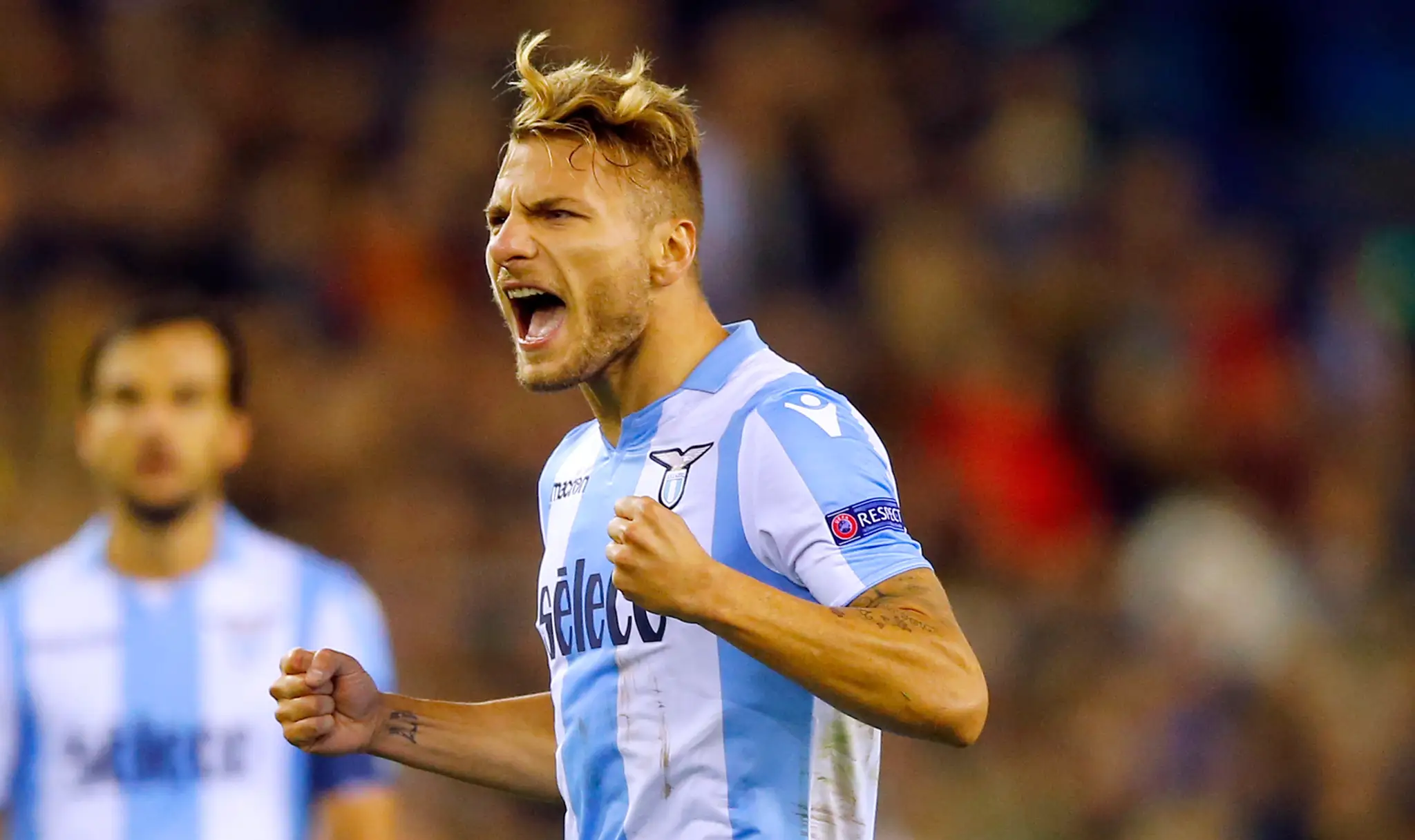 Ciro Immobile z Lazia sa teší zo zásahu v zápase EL proti Vitesse.