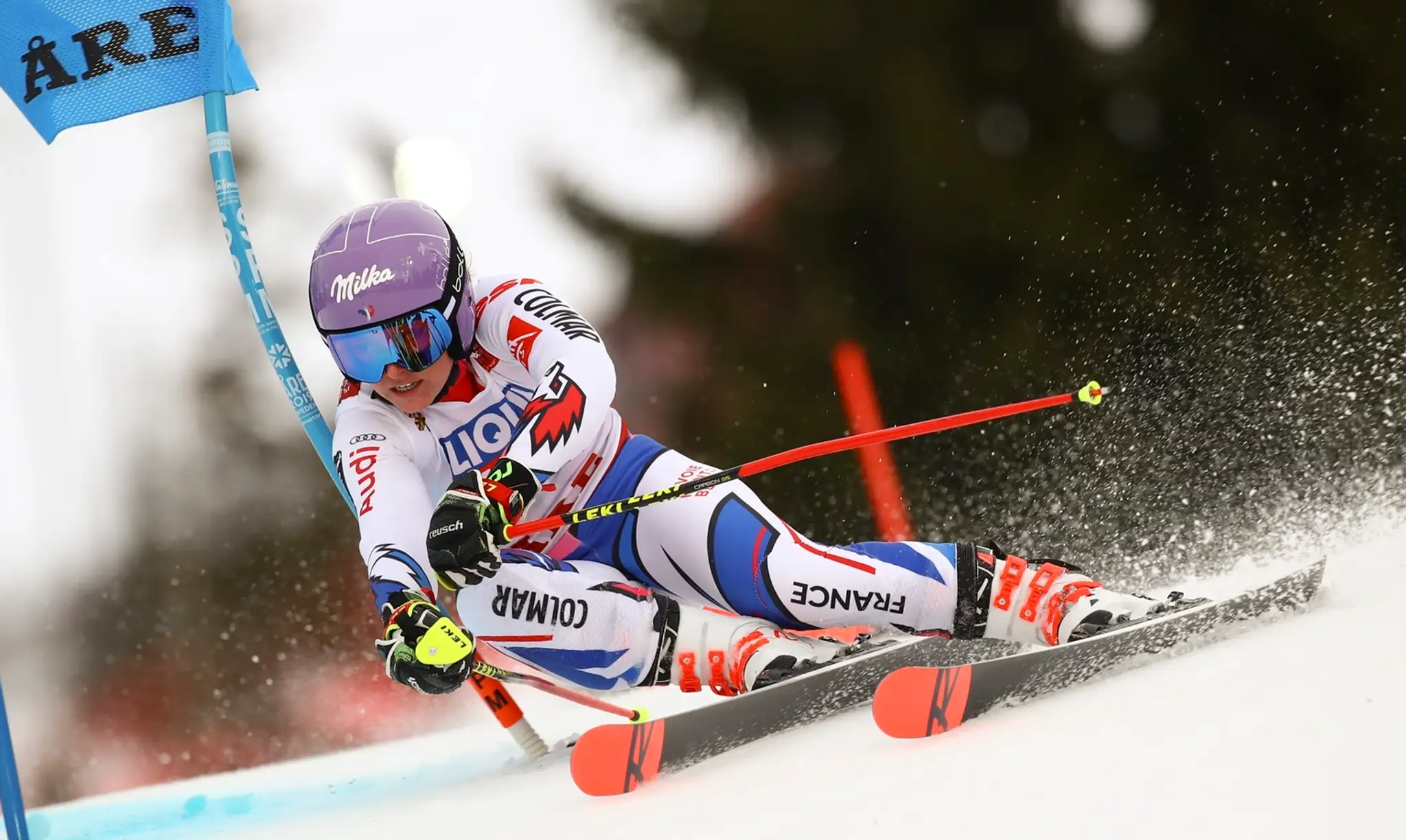 Alpská lyžiarka Mikaela Shiffrinová v obrovskom slalome na MS v Are.