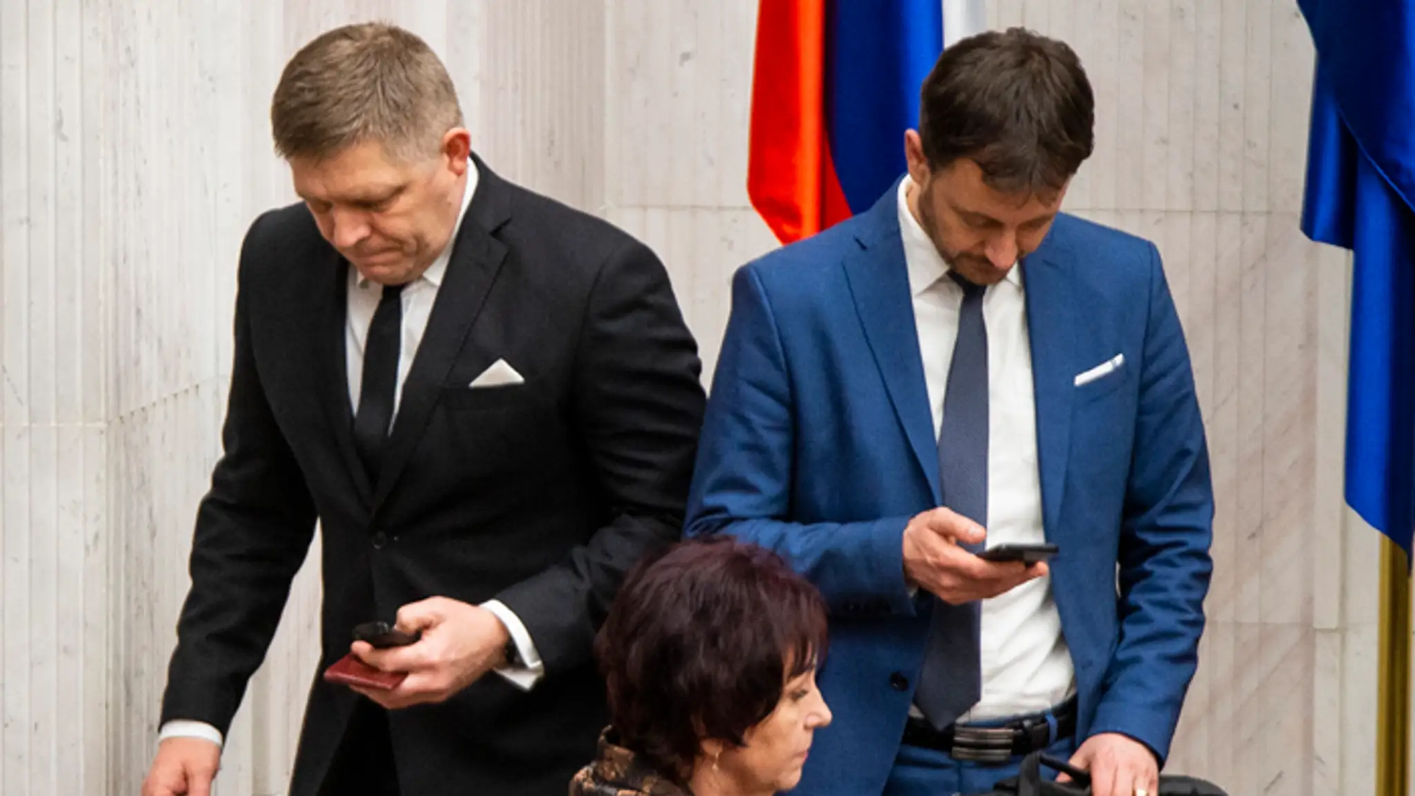 Robert Fico a Eduard Heger na archívnej snímke.