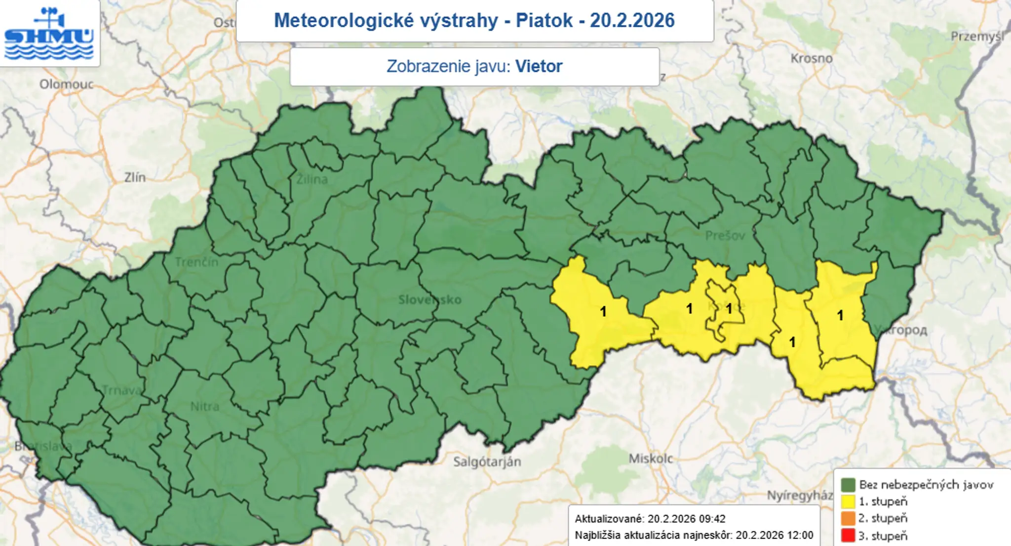 Aktuálne výstrahy pred vetrom.