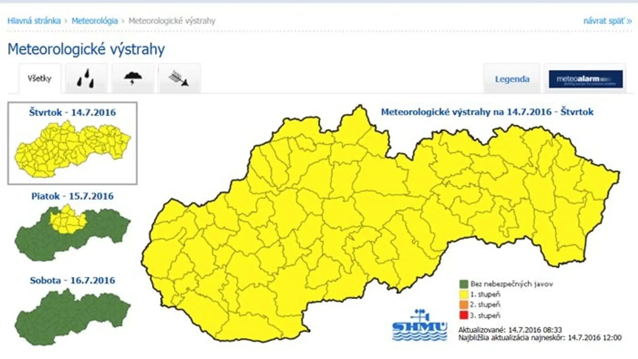 Výstraha kvôli vetru a dažďu.