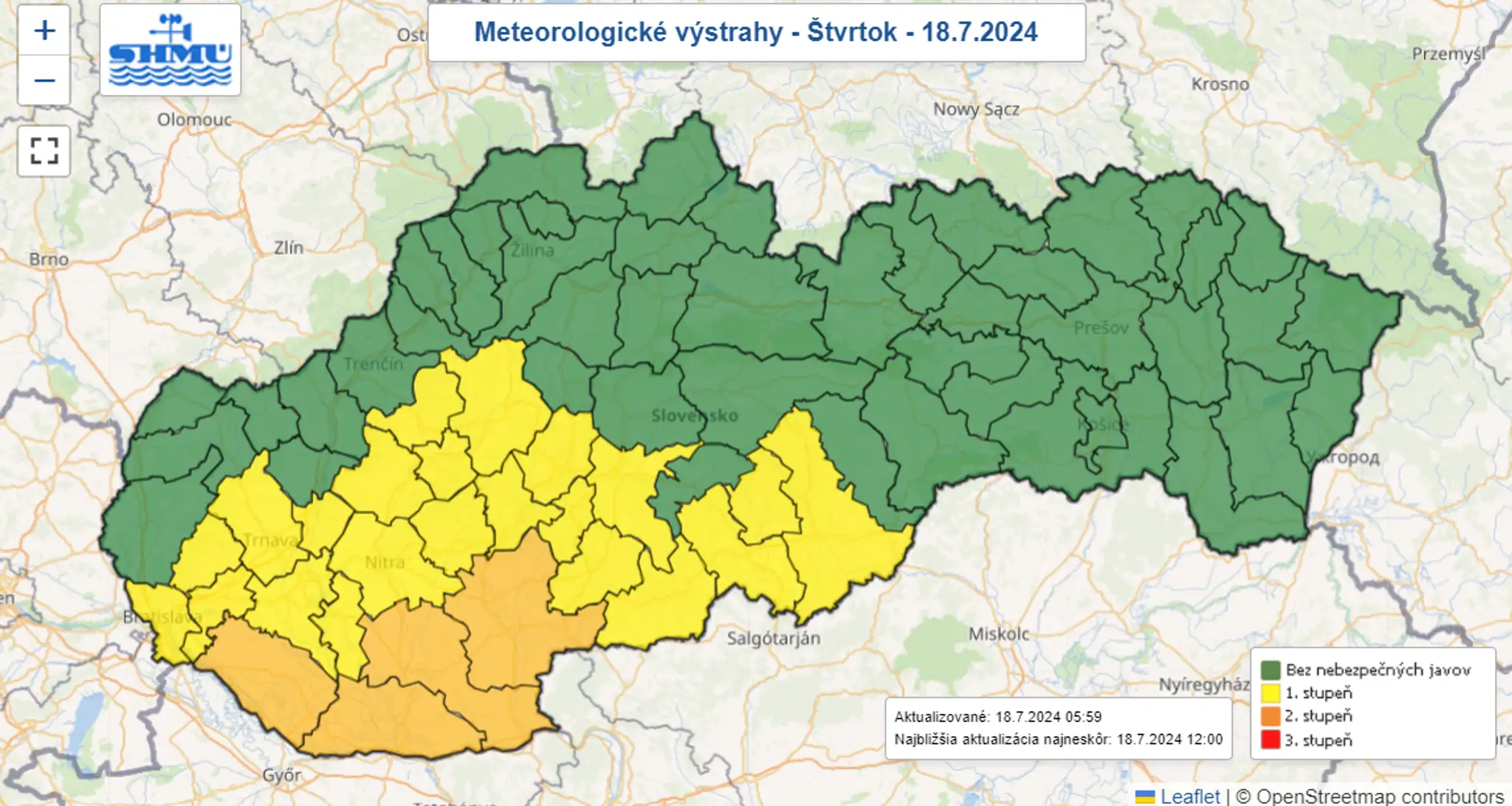 Mapa výstrah.