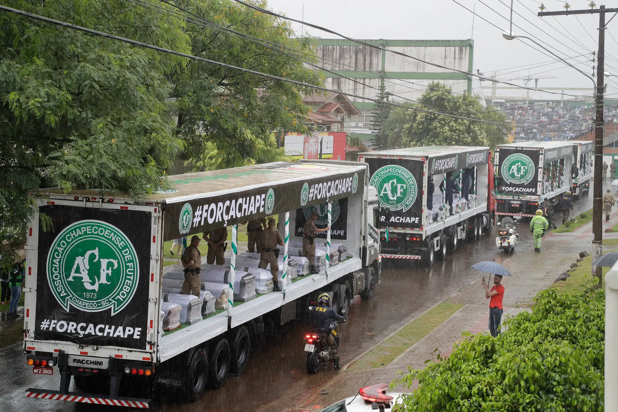 Prevoz tiel hráčov klubu Chapecoense.