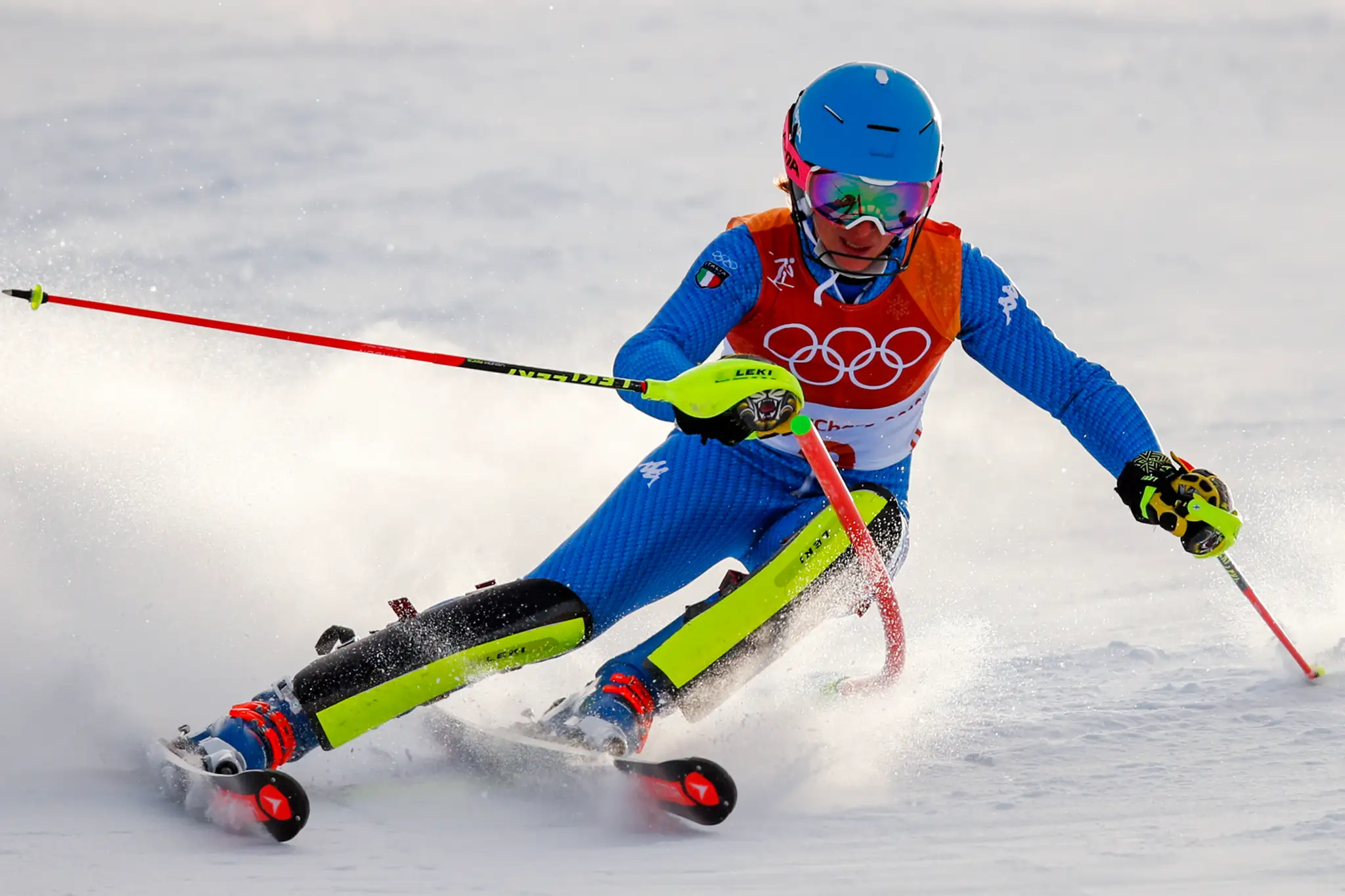 Frida Hansdotterová zo Švédska v slalome na ZOH 2018.