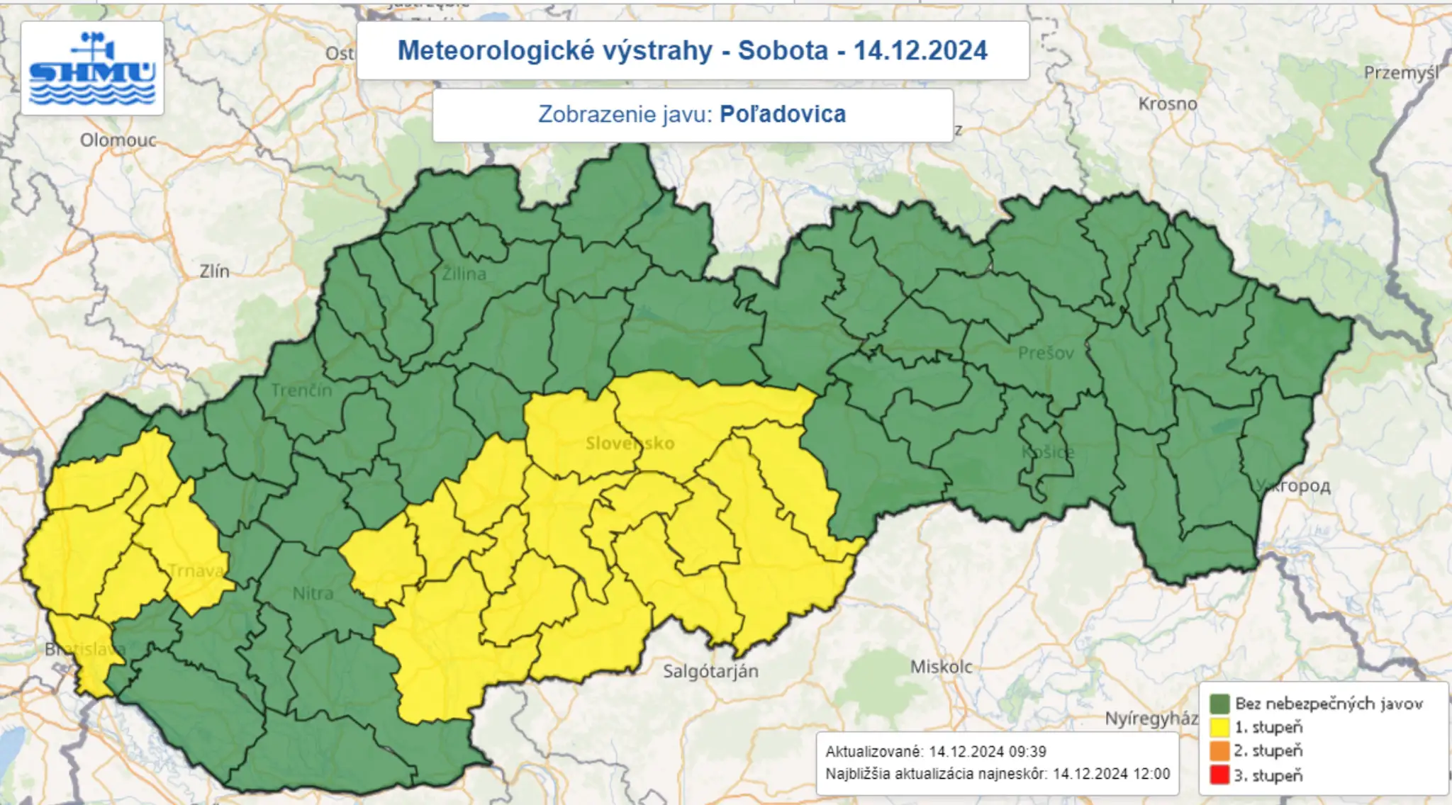 Výstrahy pred poľadovicou (14. 12.)