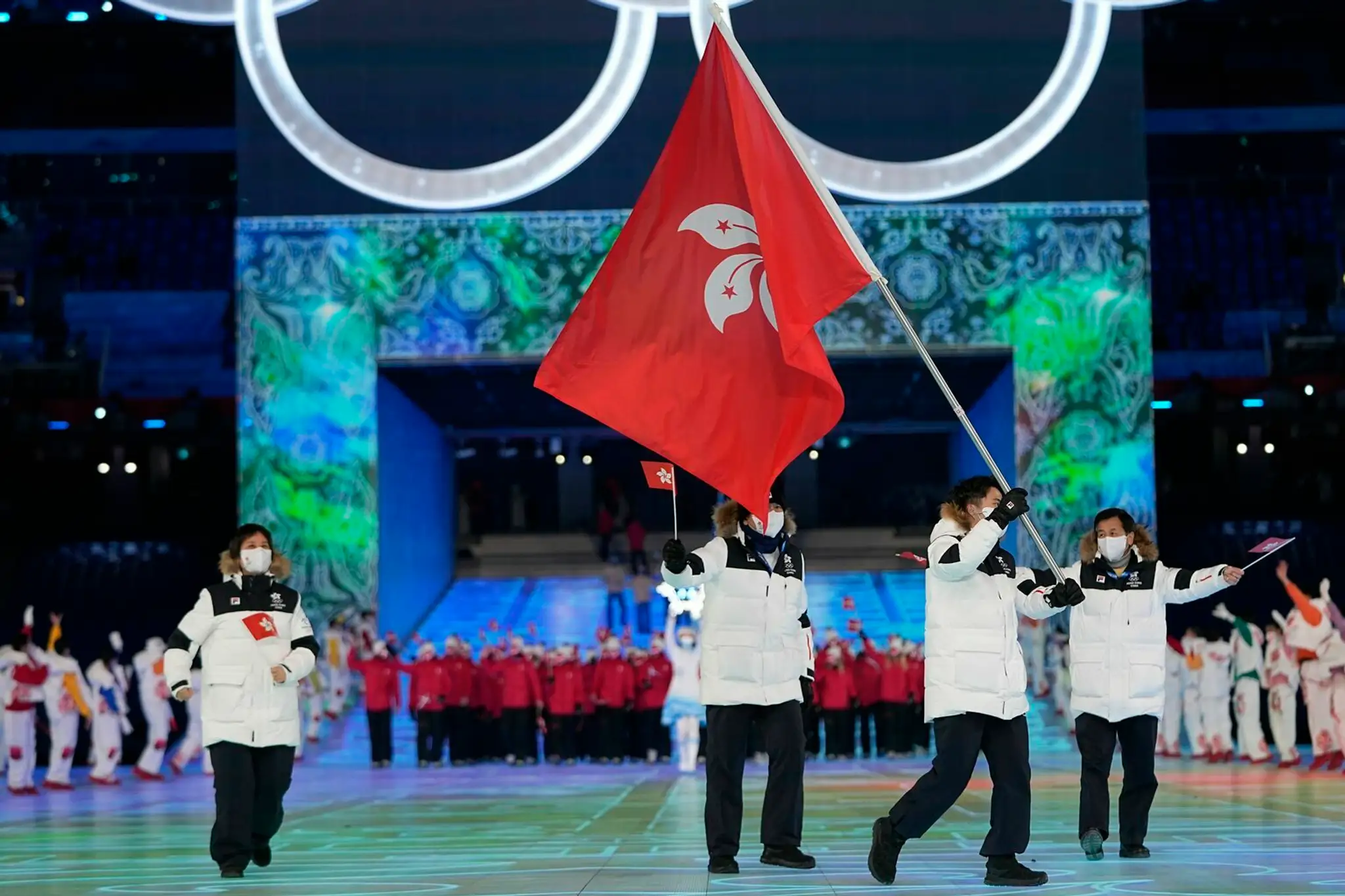 Miniatúrna výprava Hongkongu na otváracom ceremoniáli ZOH 2022.