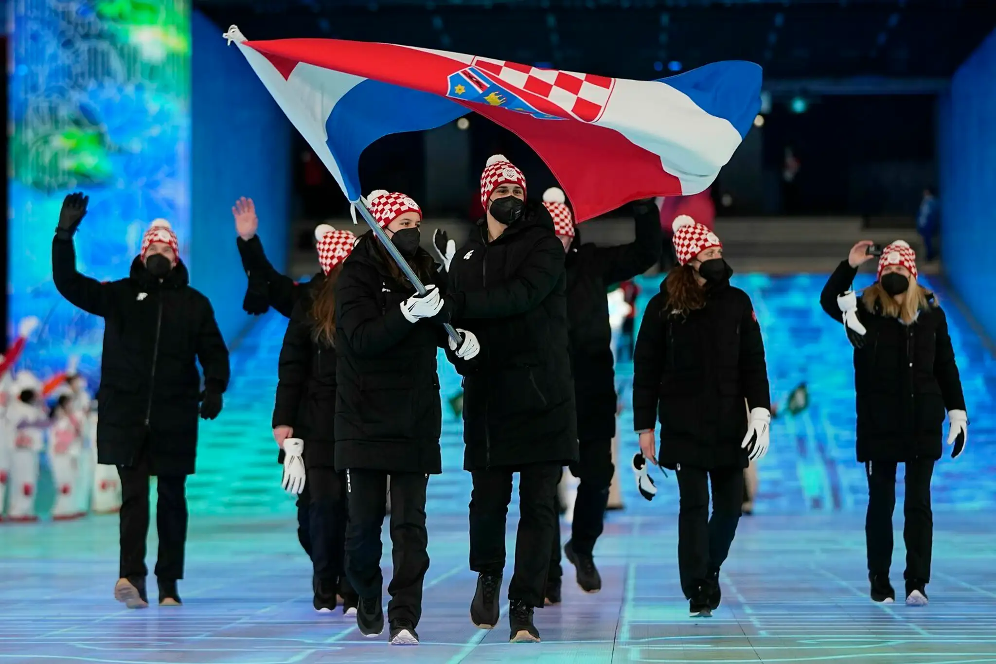 Chorvátski atléti na otváracom ceremoniáli ZOH 2022.