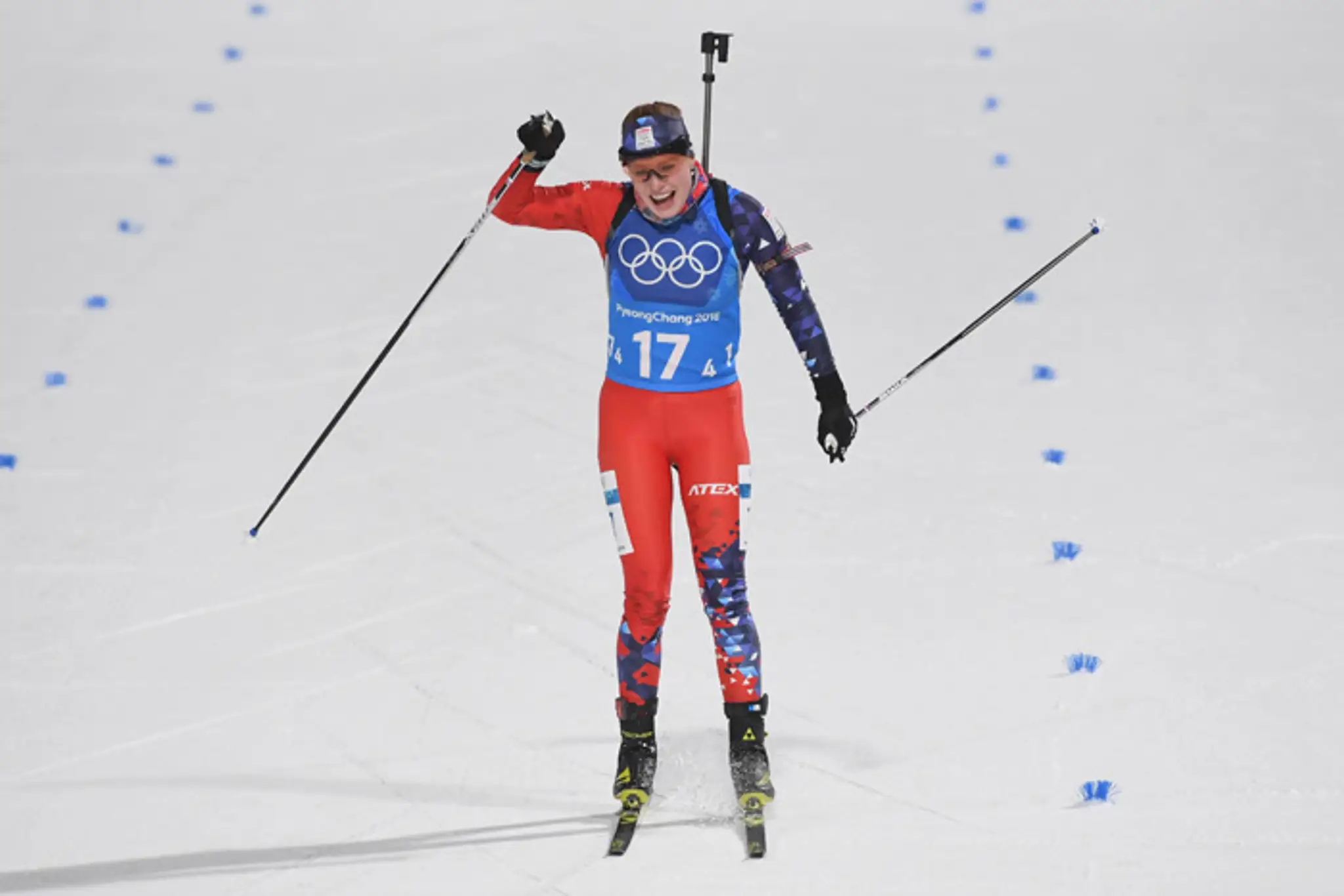 Ivona Fialková v cieli po štvrtom úseku v štafete žien na 4x6 km na ZOH.