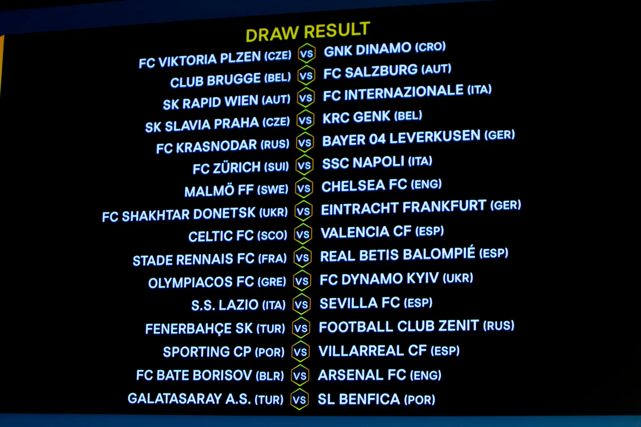 Výsledky žrebu 16-finále Európskej ligy UEFA.