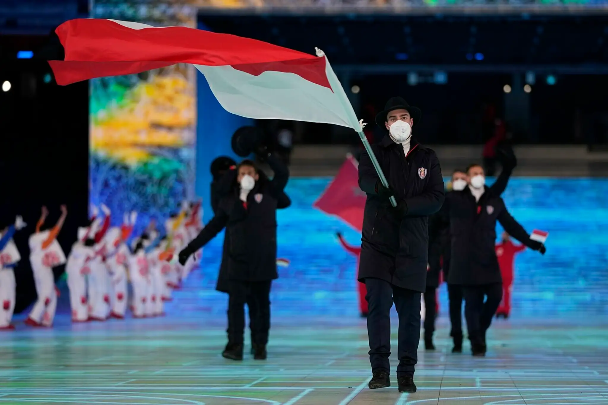 Výprava Monaka na otváracom ceremoniáli ZOH 2022.