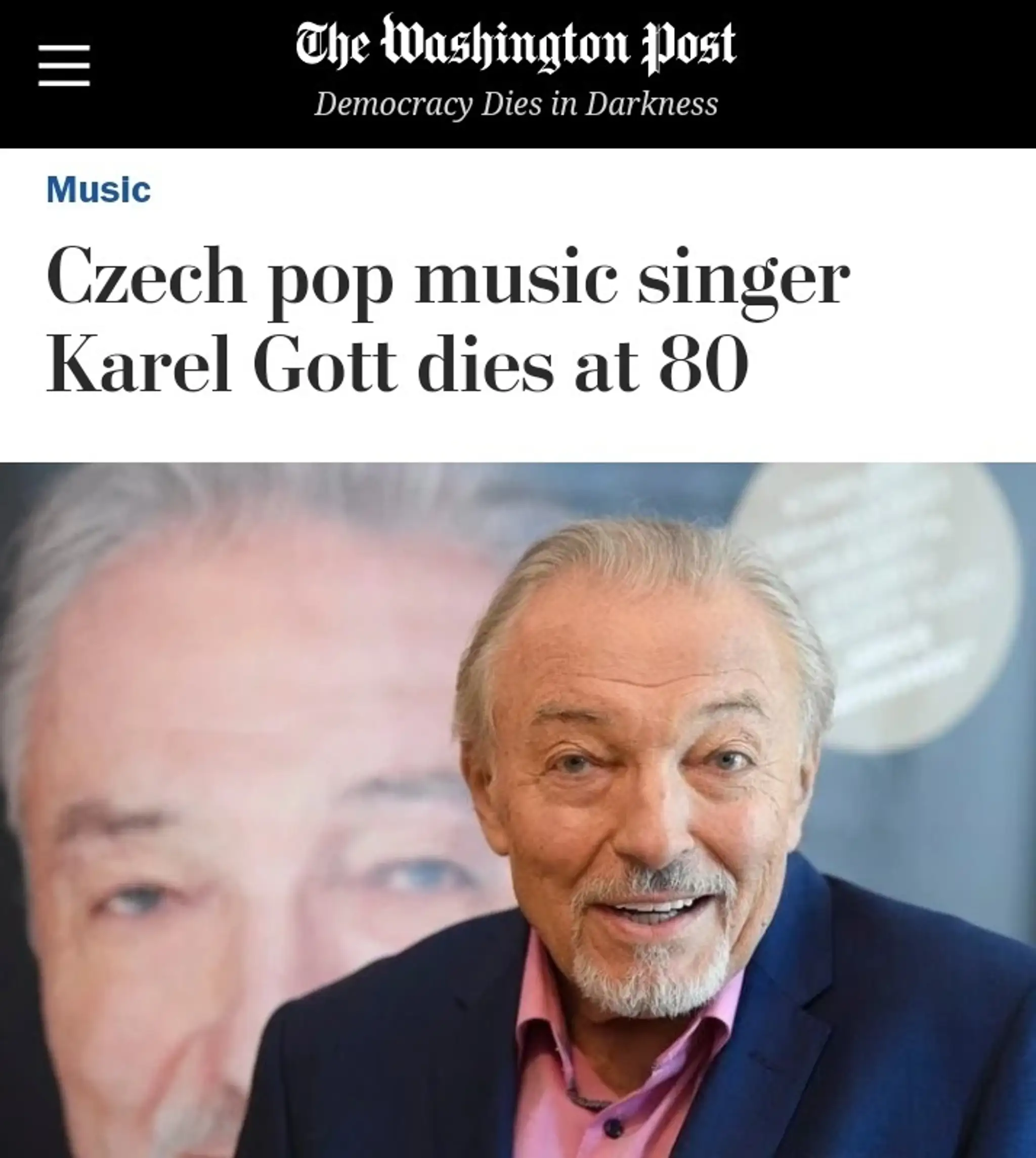 O smrti Karla Gotta informuje aj Die Zeit