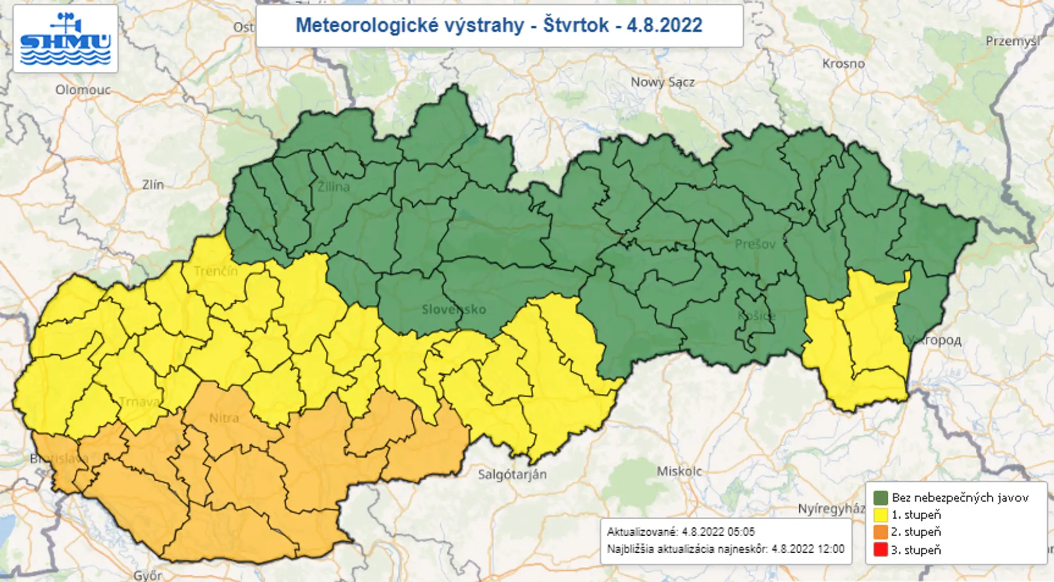 Výstrahy na štvrtok