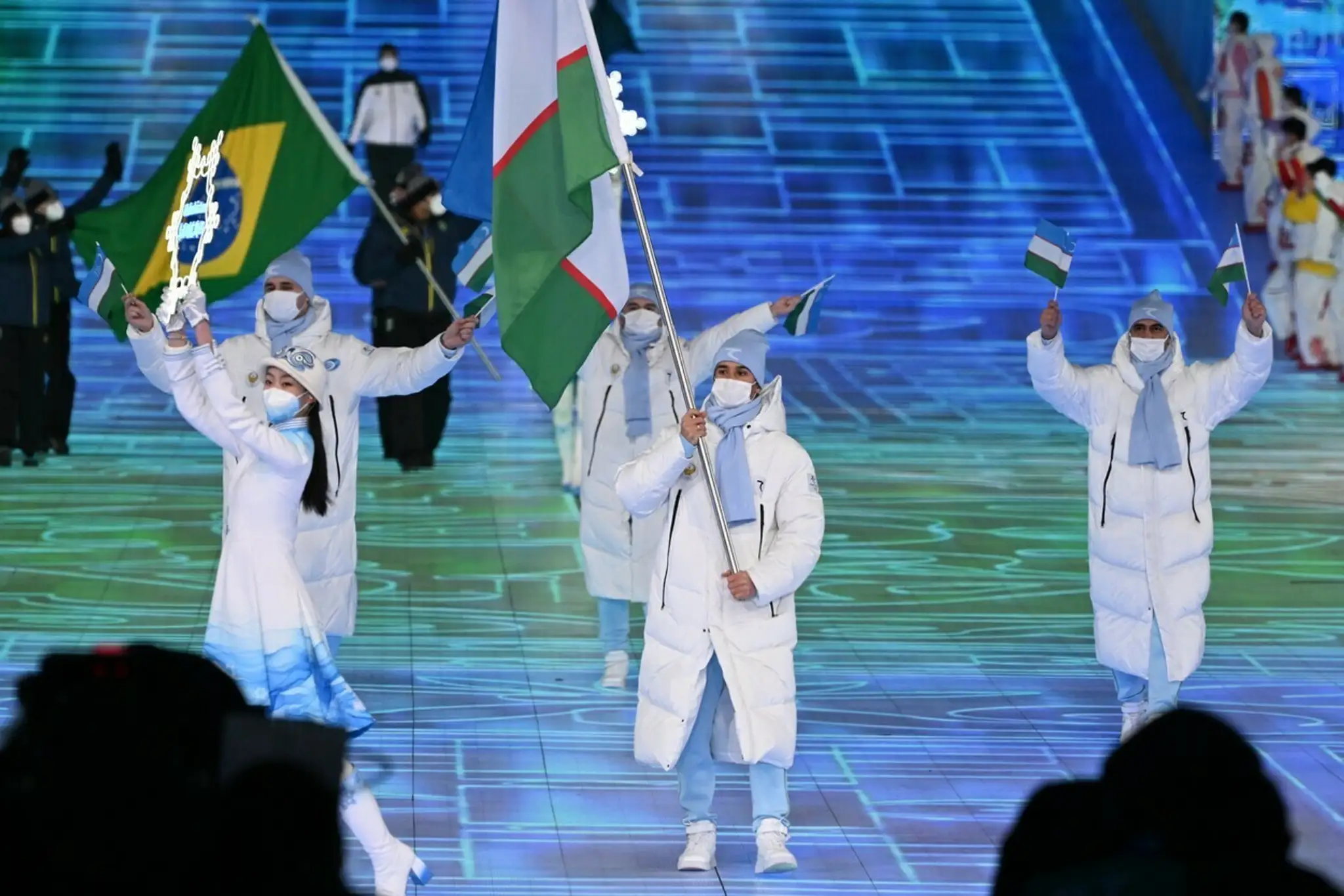 Výprava Uzbekistanu na otváracom ceremoniáli ZOH 2022.