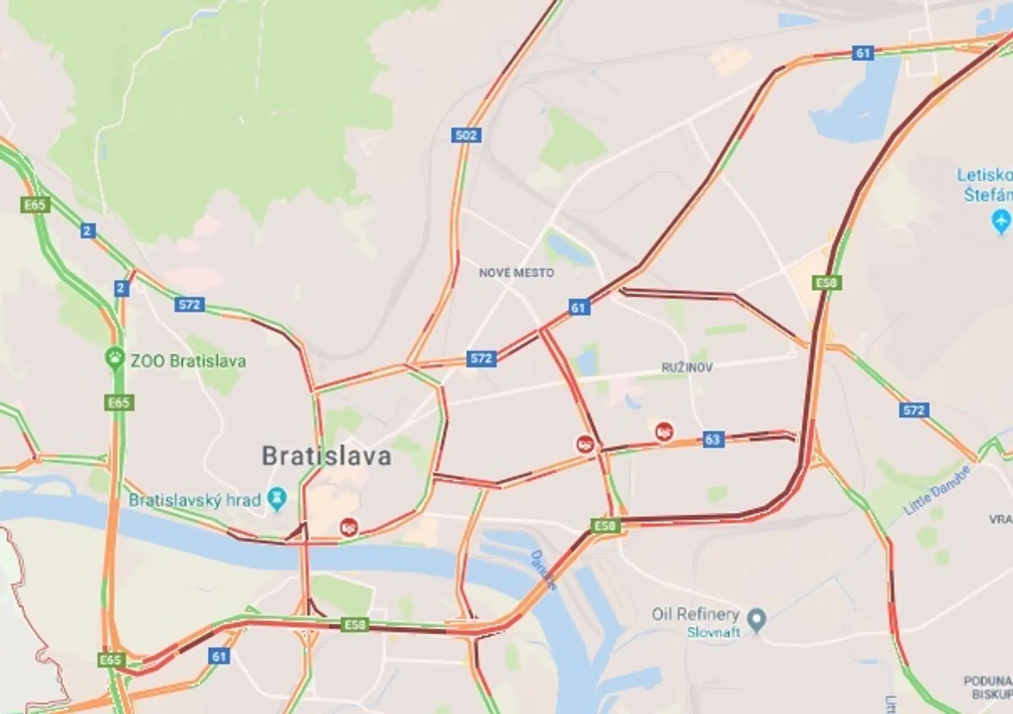 Dopravná situácia v Bratislave.