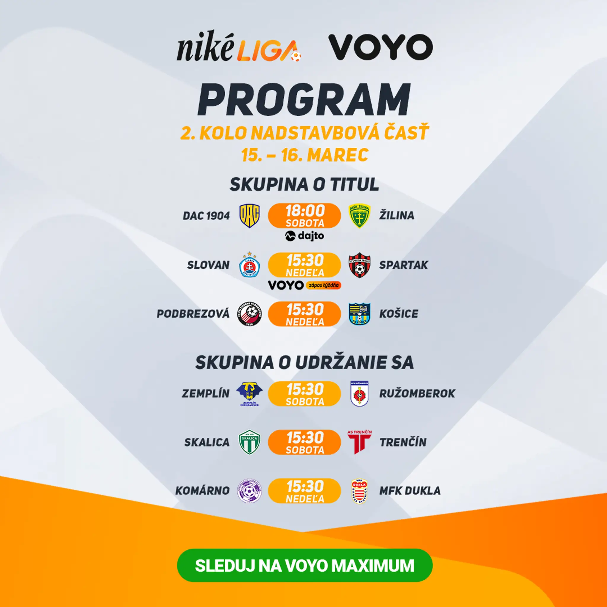 Program druhého nadstavbového kola NL.
