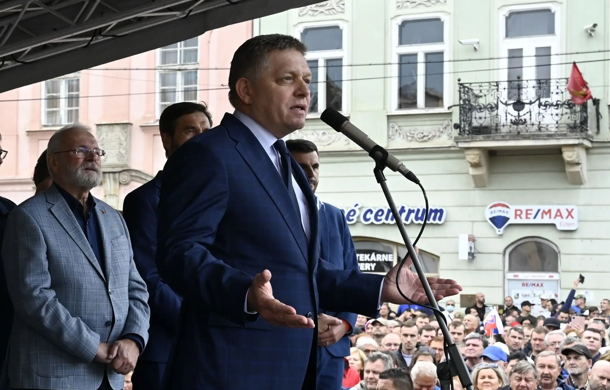 Robert Fico na proteste v Košiciach