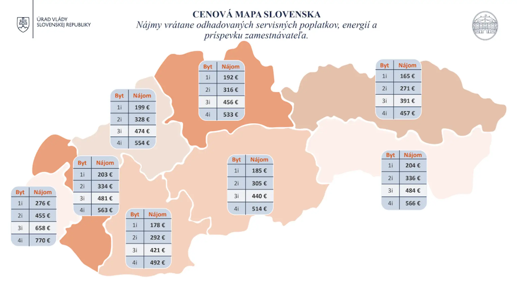 Mapa cien nájomných bytov