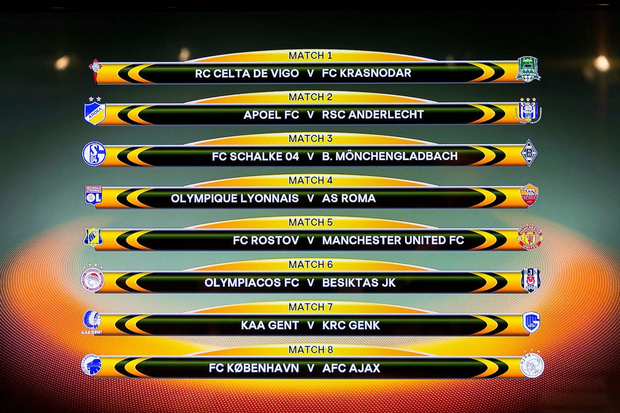 Osemfinálové dvojice Európskej ligy UEFA.