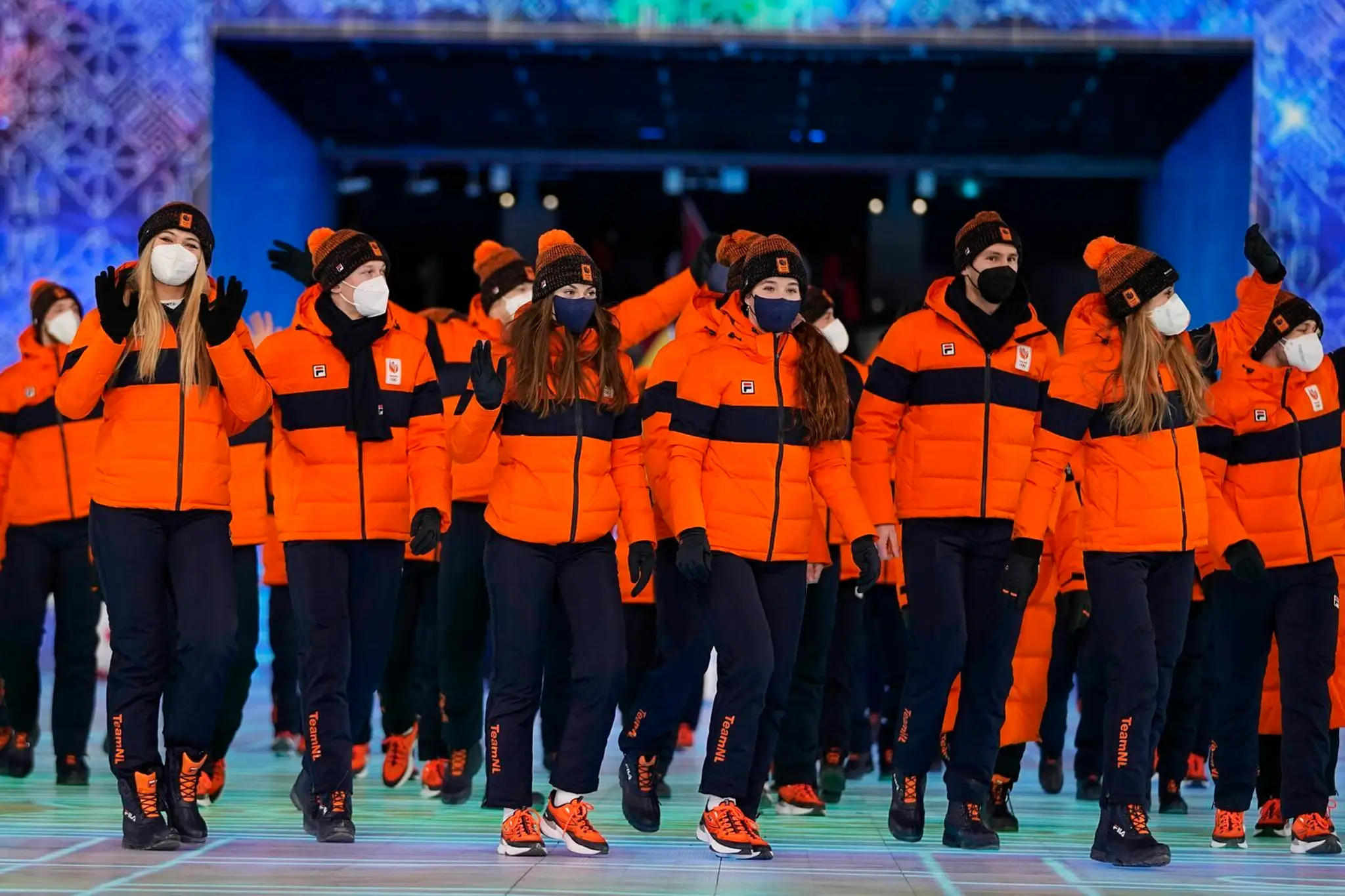 Holandskí športovci na otváracom ceremoniáli ZOH 2022.