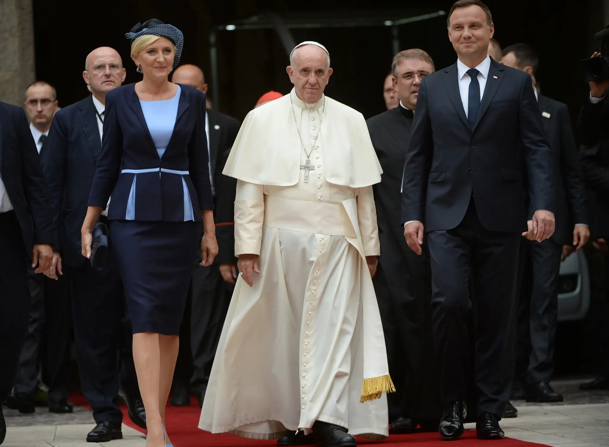 Poľský prezident Andrzej Duda s manželkou Agatou Kornhauser-Duda s pápežom.