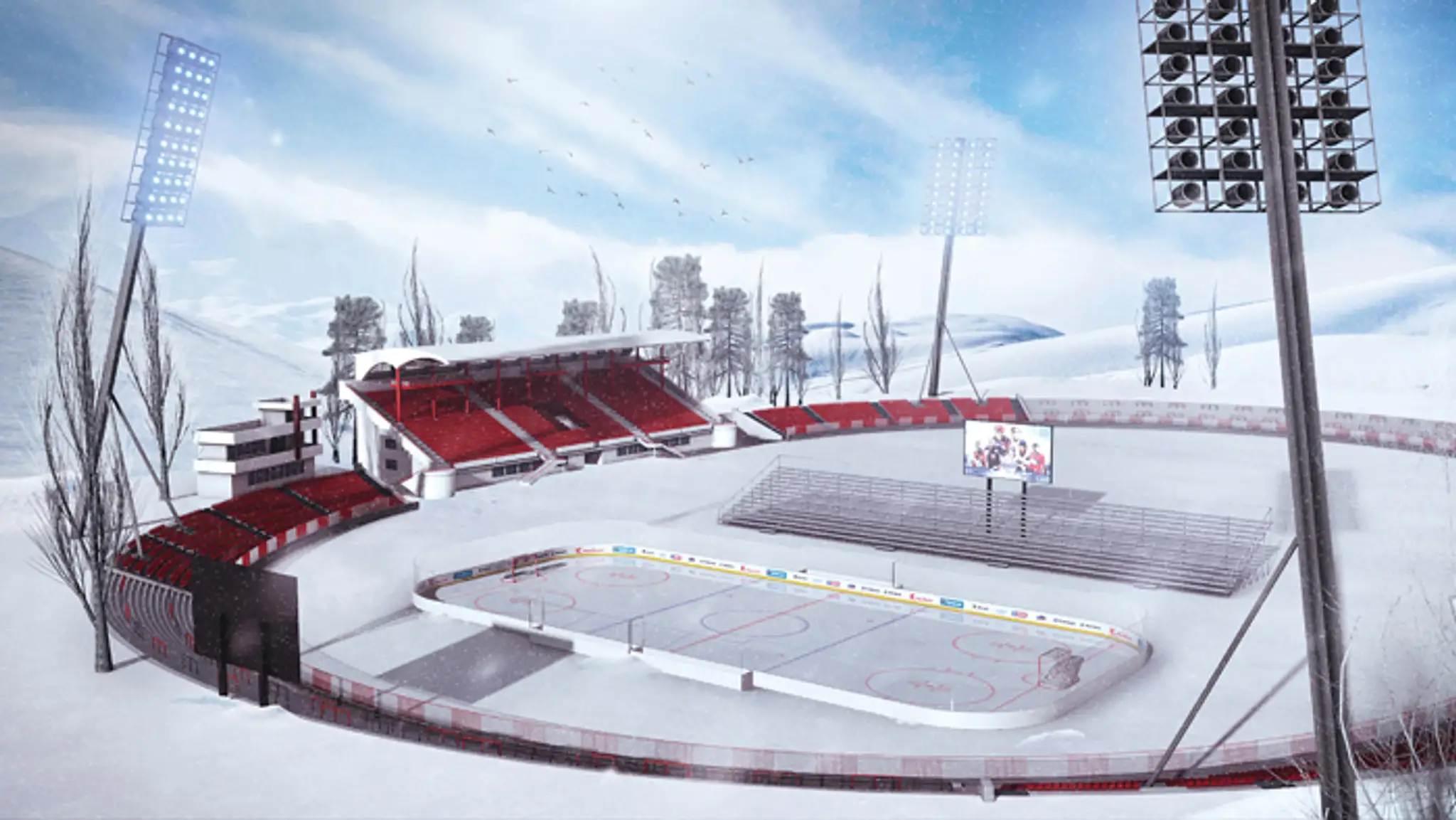 Vizualizácia futbalového štadiónu na Štiavničkách v Banskej Bystrici pre Winter Classic 2019.