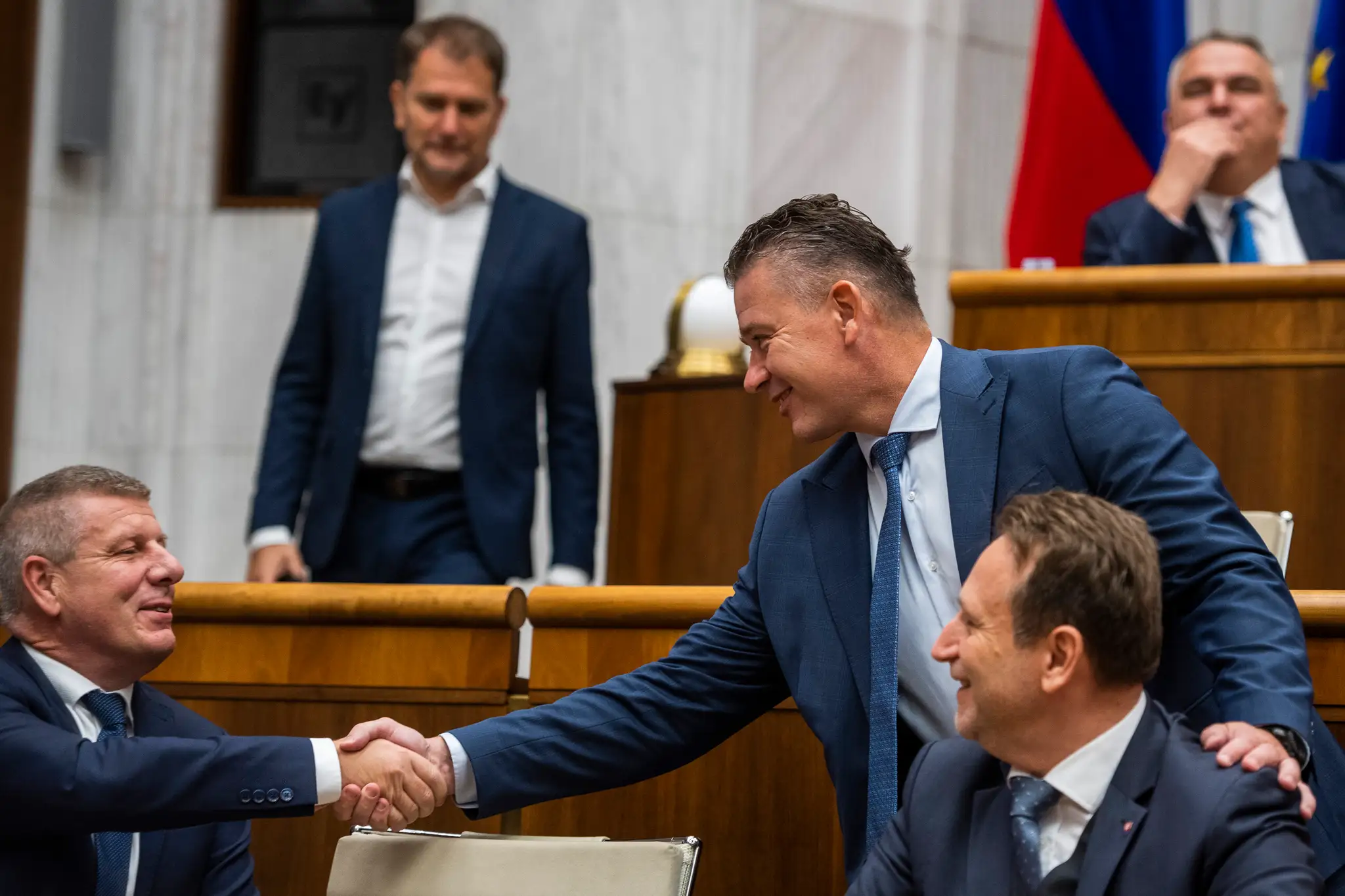 Na snímke zľava minister zdravotníctva Vladimír Lengvarský (nom.OĽaNO), minister financií Igor Matovič (OĽaNO), minister vnútra Roman Mikulec (OĽaNO) a minister pôdohospodárstva Samuel Vlčan (nom.OĽaNO)