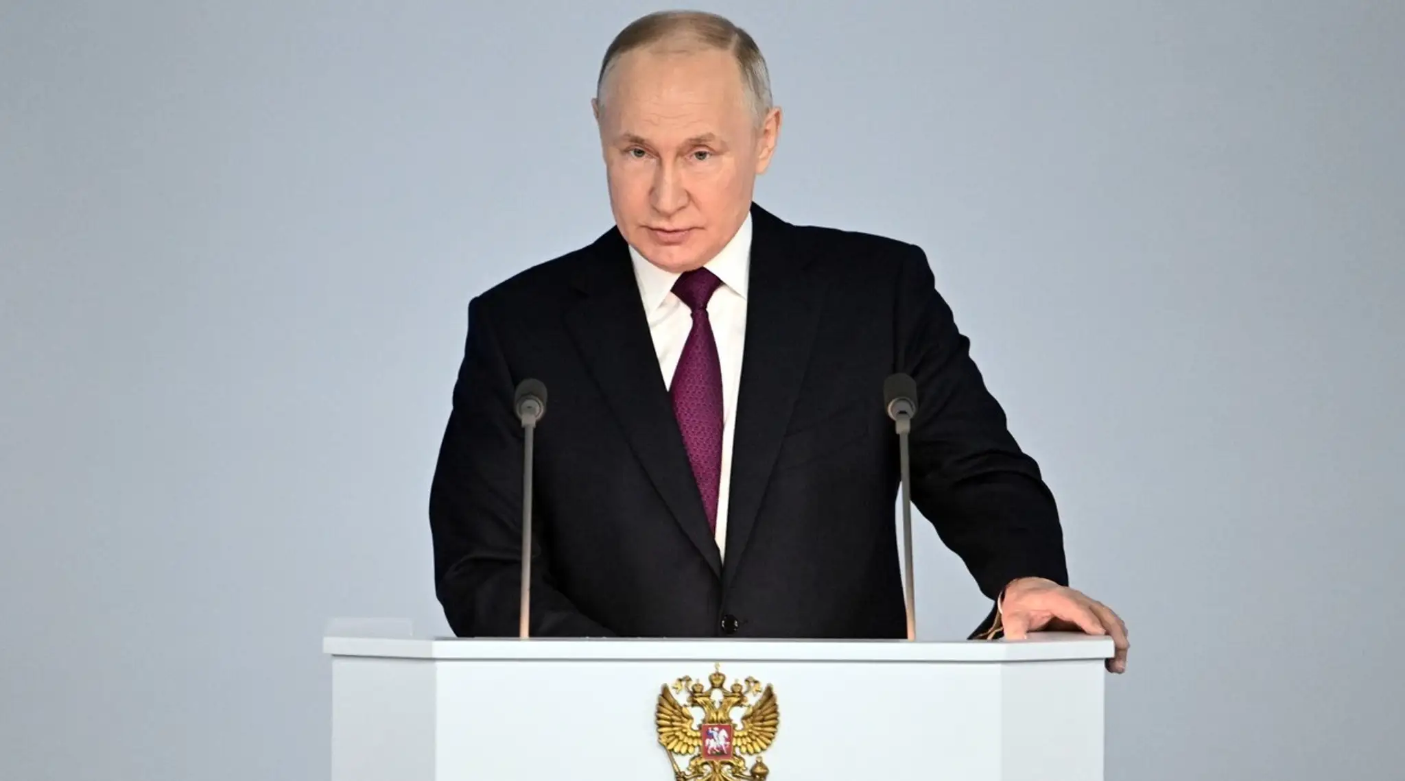 Ruský prezident Vladimir Putin počas prejavu o stave krajiny.