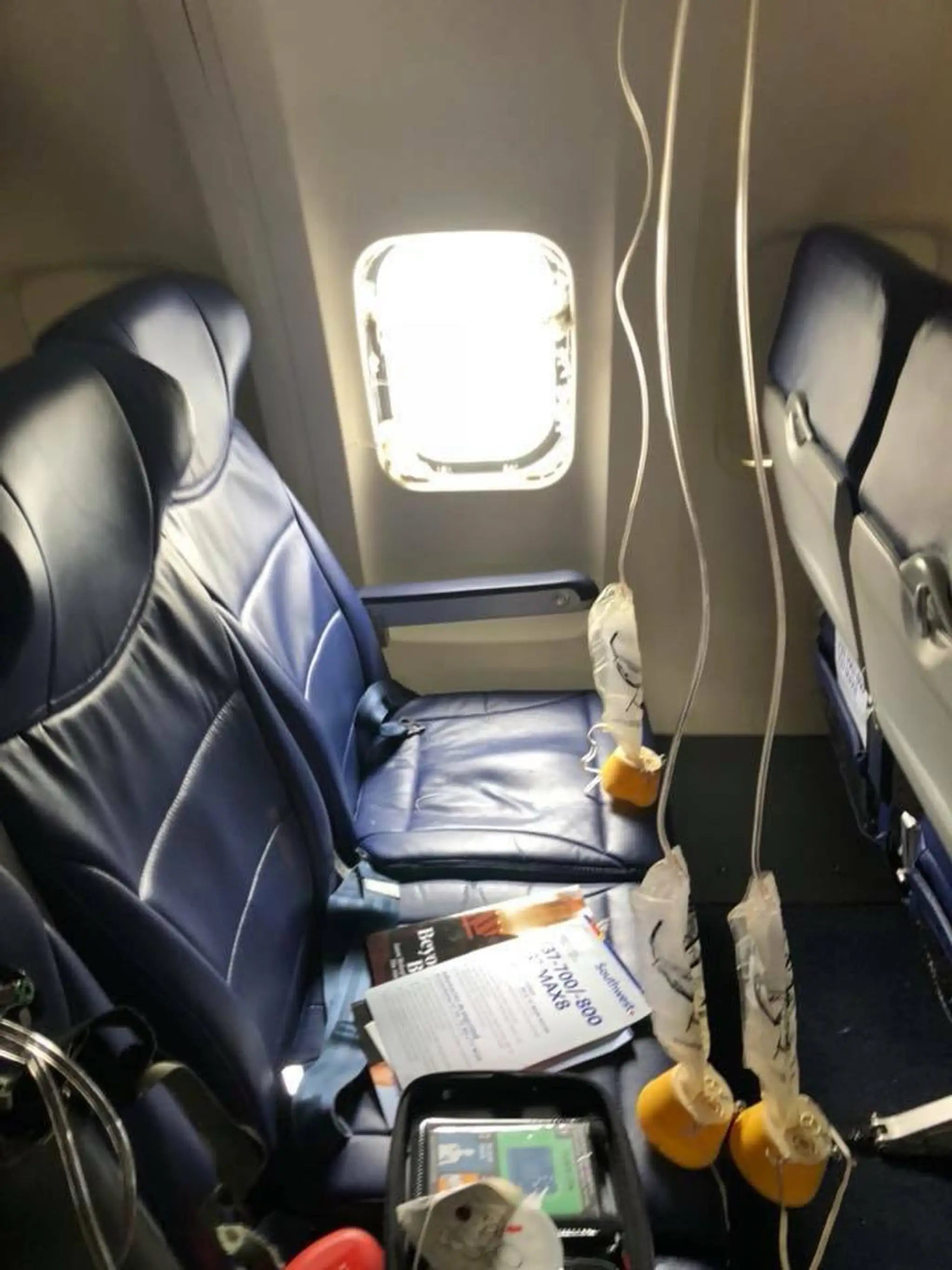 Rozbité okno v lietadle spoločnosti Southwest Airlines.