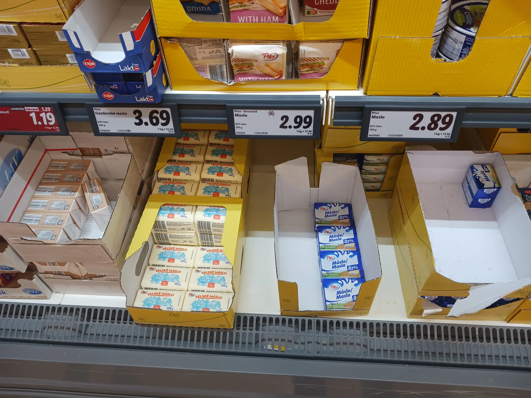 Ceny masiel v jednotlivých obchodoch