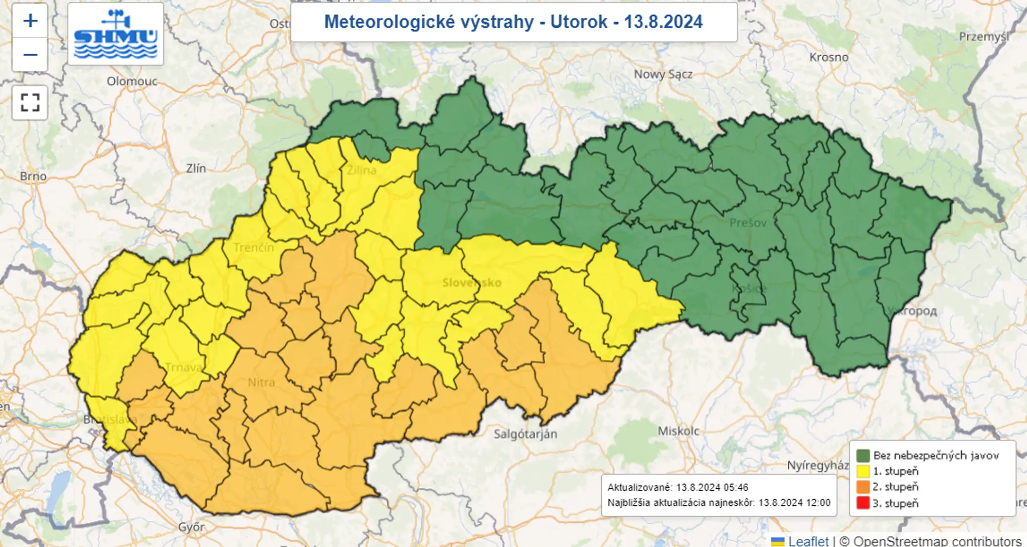 Mapa výstrah.