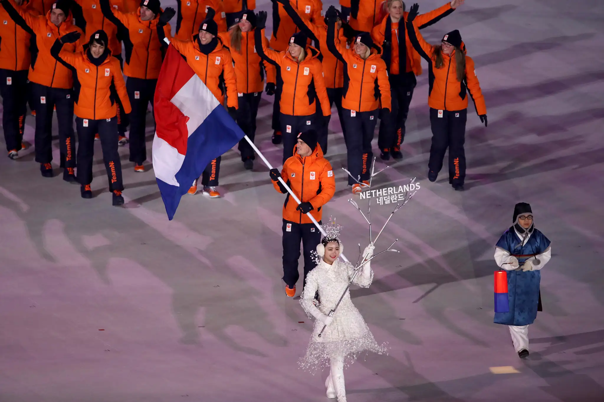 Nigérijská výprava na otváracom ceremoniáli na ZOH 2018.