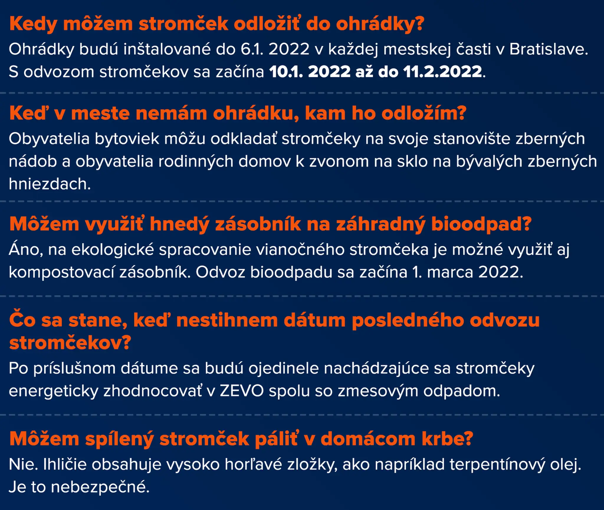 Otázky a odpovede ohľadom odvozu vianočných stromčekov