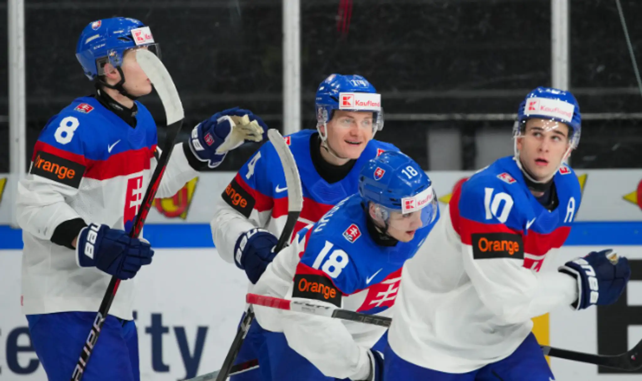 Slovenská radosť po góle proti Nórsku na MS juniorov 2024.