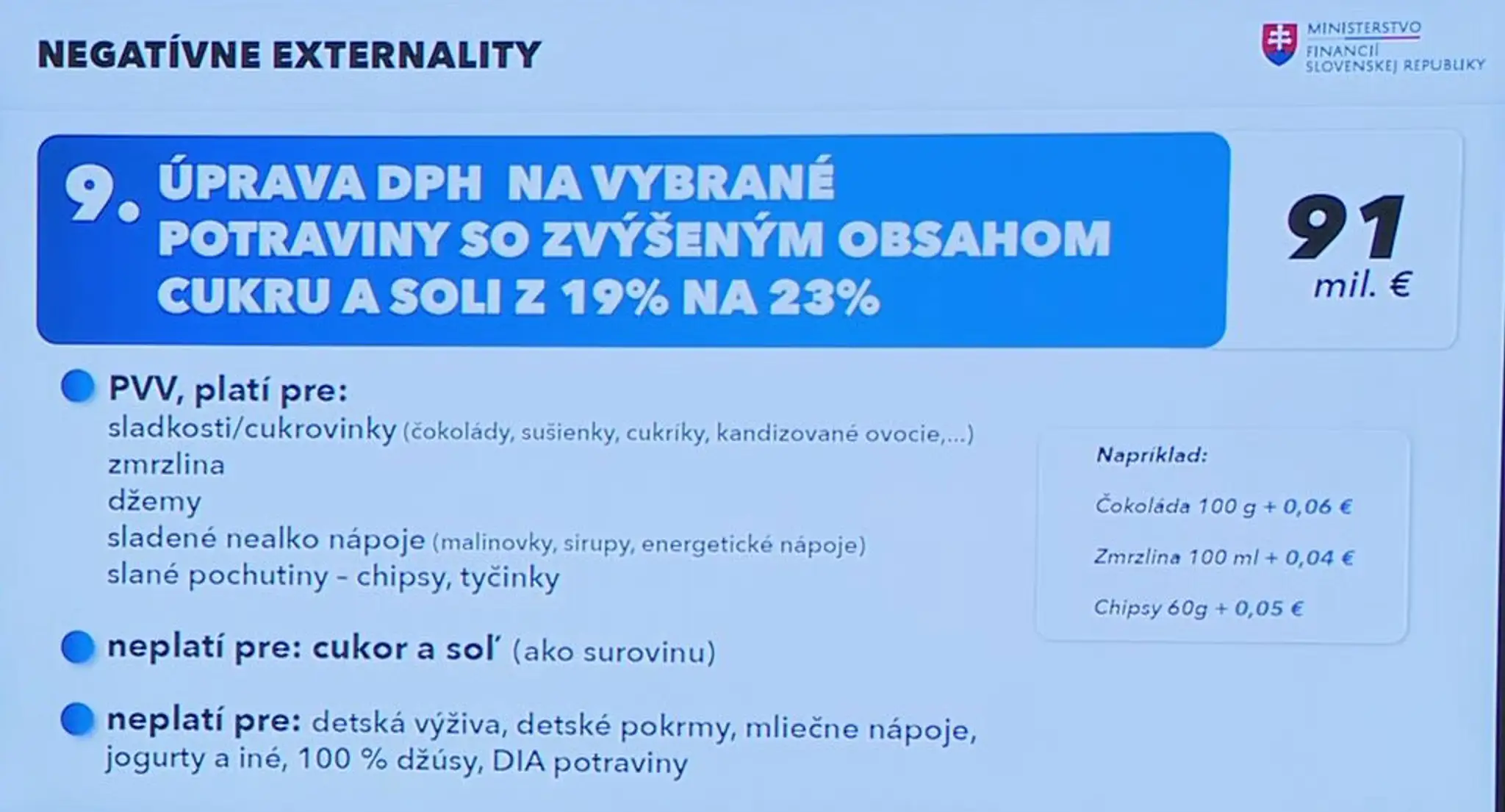 Úprava DPH na vybrané potraviny so zvýšeným obsahom cukru a soli