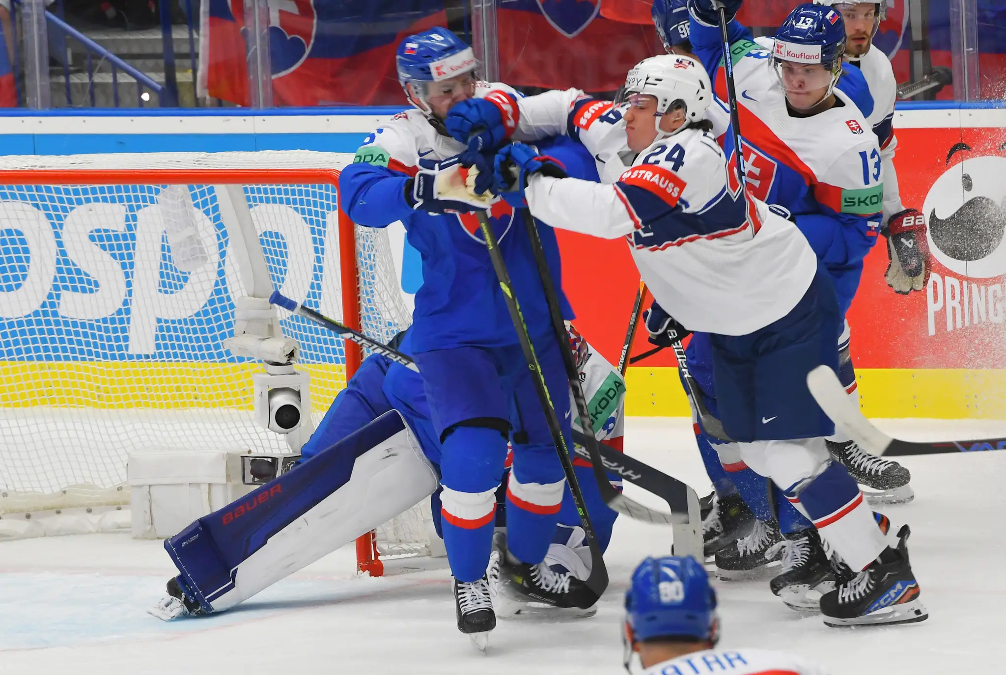 Zľava Samuel Hlavaj, Lukáš Cingeľ, Američan Ryan Leonard a František Gajdoš na MS 2024.
