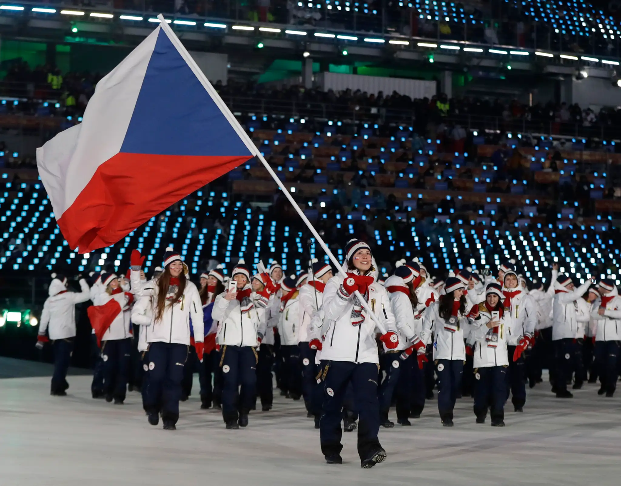 Bieloruská výprava na otváracom ceremoniáli ZOH 2018.