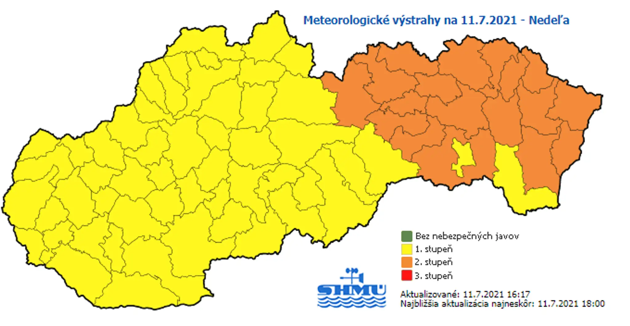 Výstrahy na nedeľu.