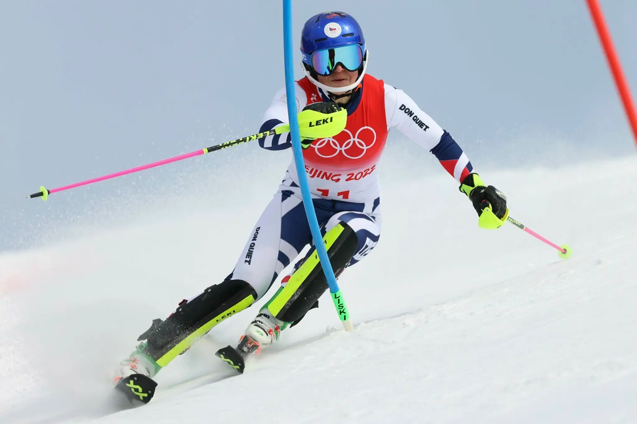 Česká lyžiarka slovenského pôvodu Martina Dubovská v 2. kole slalomu na ZOH 2022.