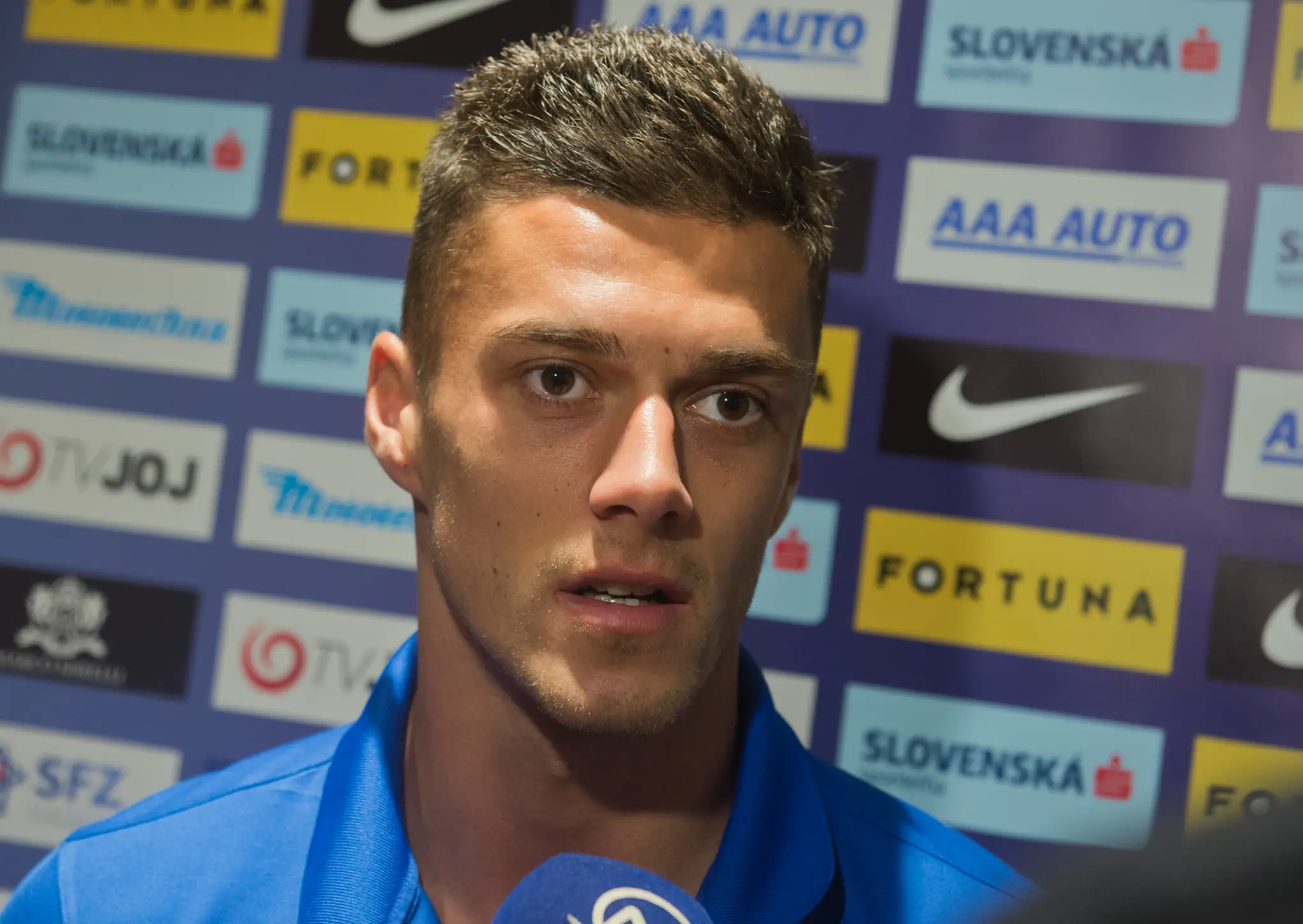 Na snímke slovenský futbalový reprezentant do 21 rokov Róbert Mazáň.