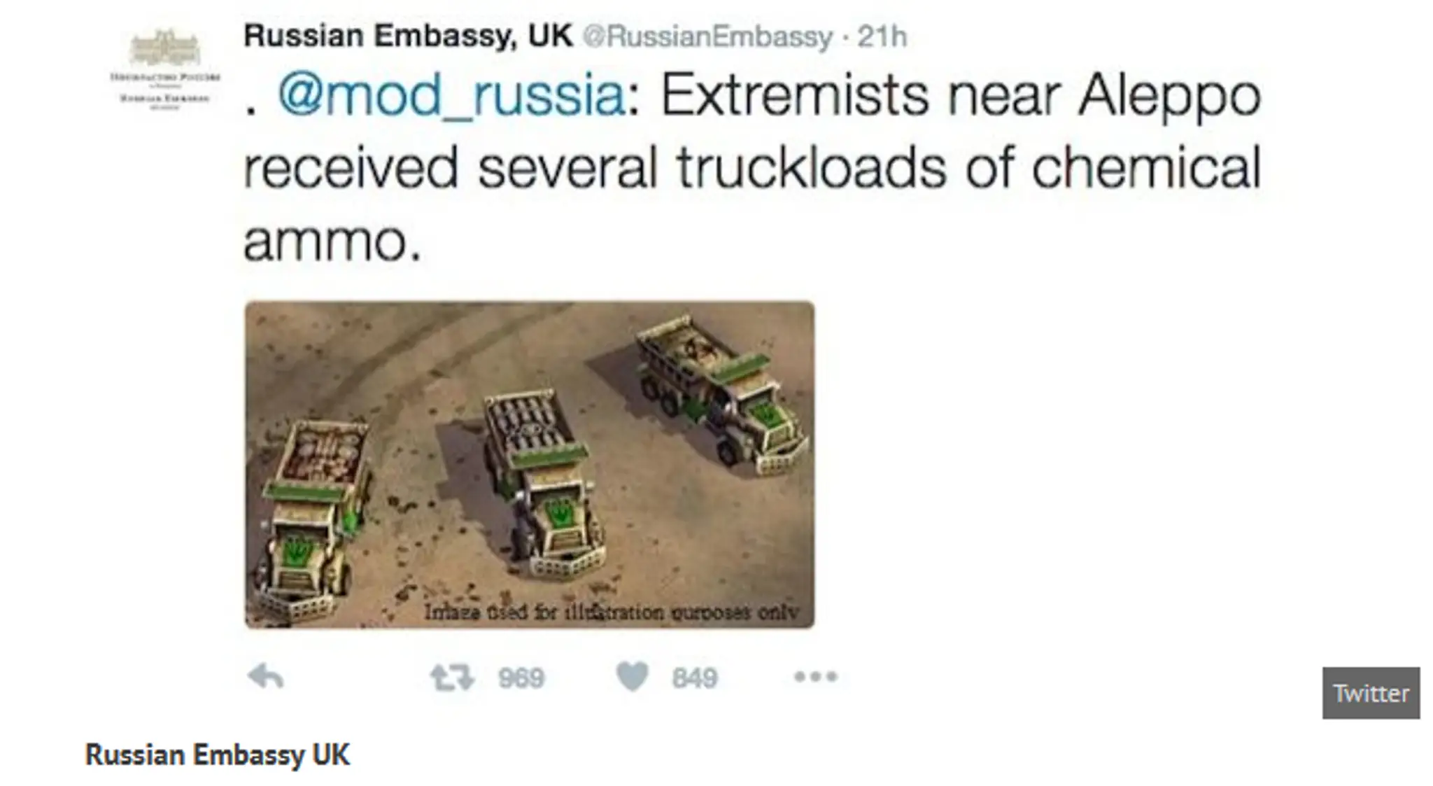 Tweet ruskej ambasády