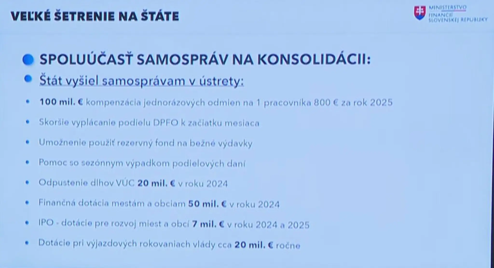 Spoluúčasť samospráv na konsolidácii