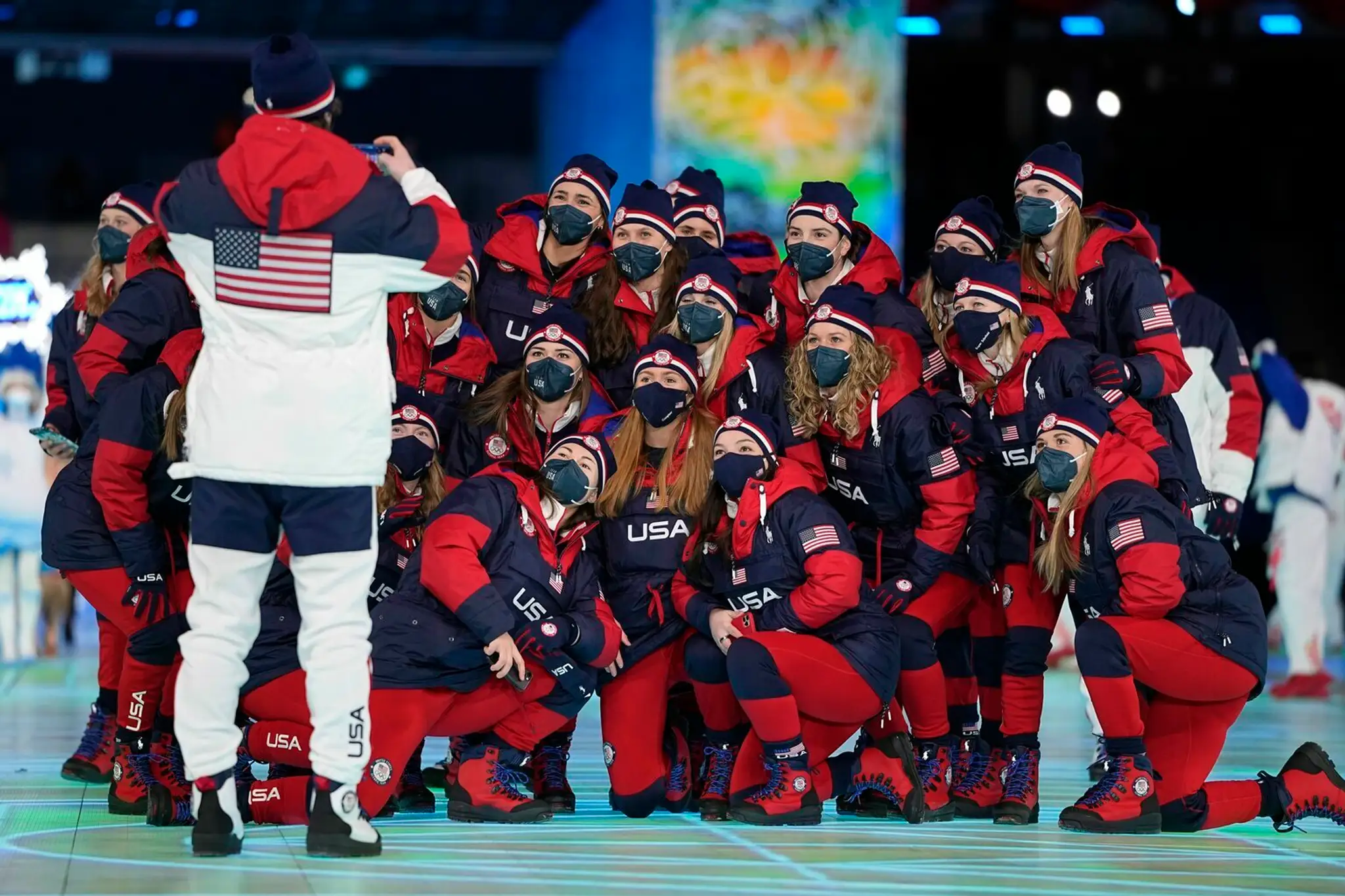 Výprava USA na otváracom ceremoniáli ZOH 2022.