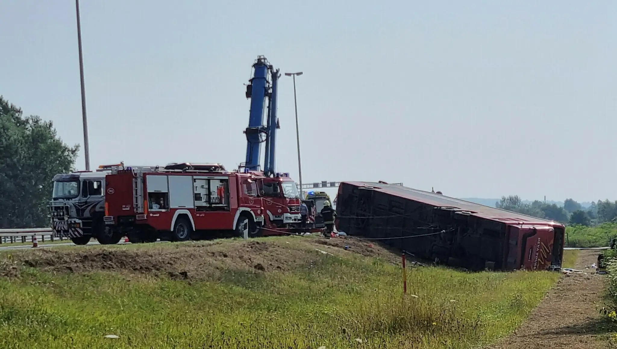 Havarovaný autobus v Chorvátsku.
