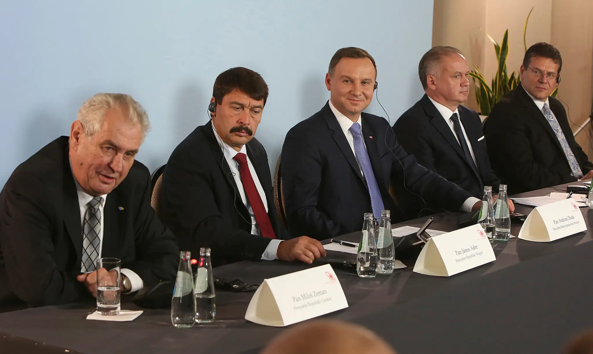 Maroš Šefčovič, Andrzej Duda, Andrej Kiska, Miloš Zeman, János Áder