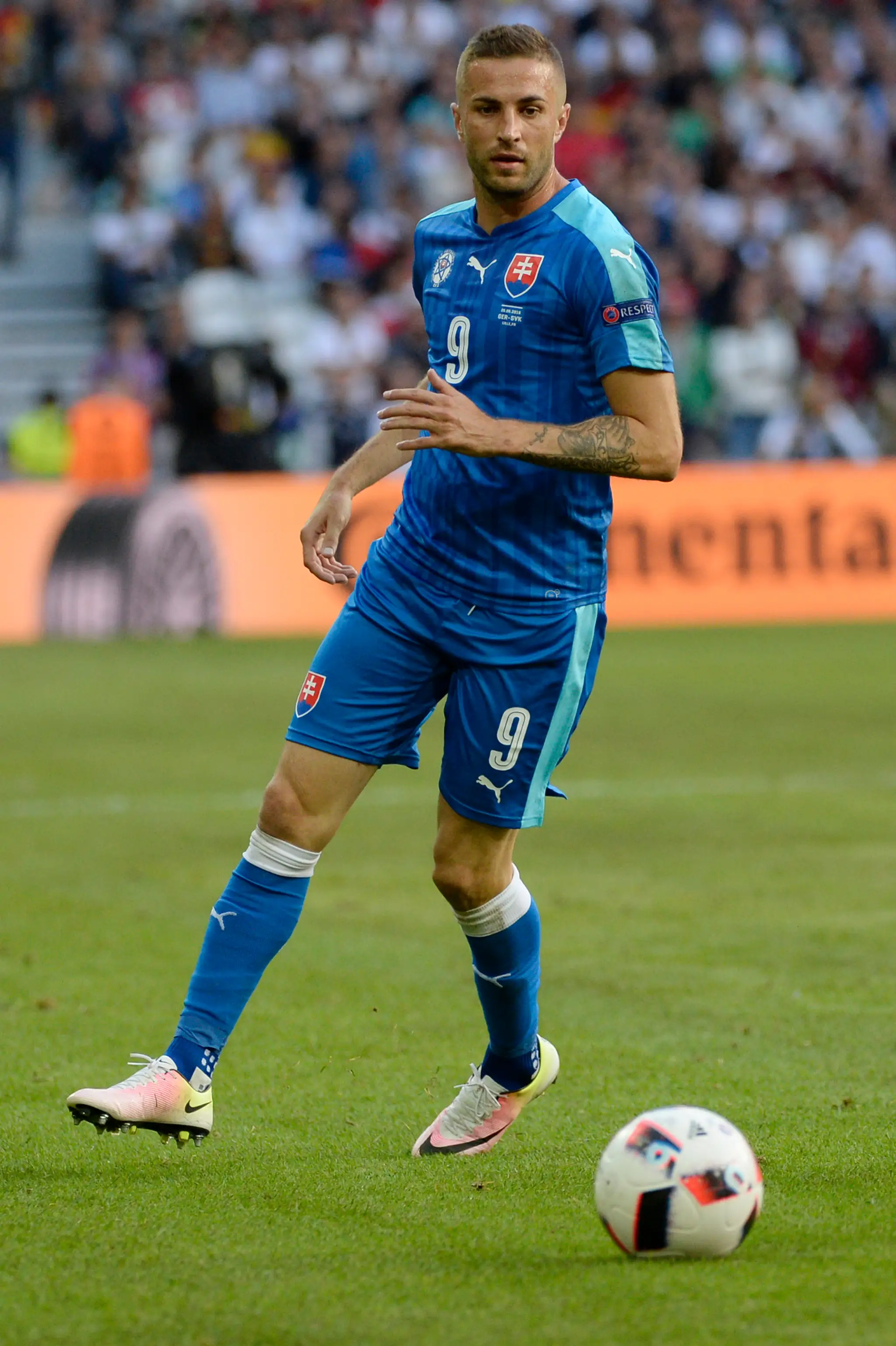 Slovenský reprezentant Stanislav Šesták počas duelu s Nemeckom na ME.