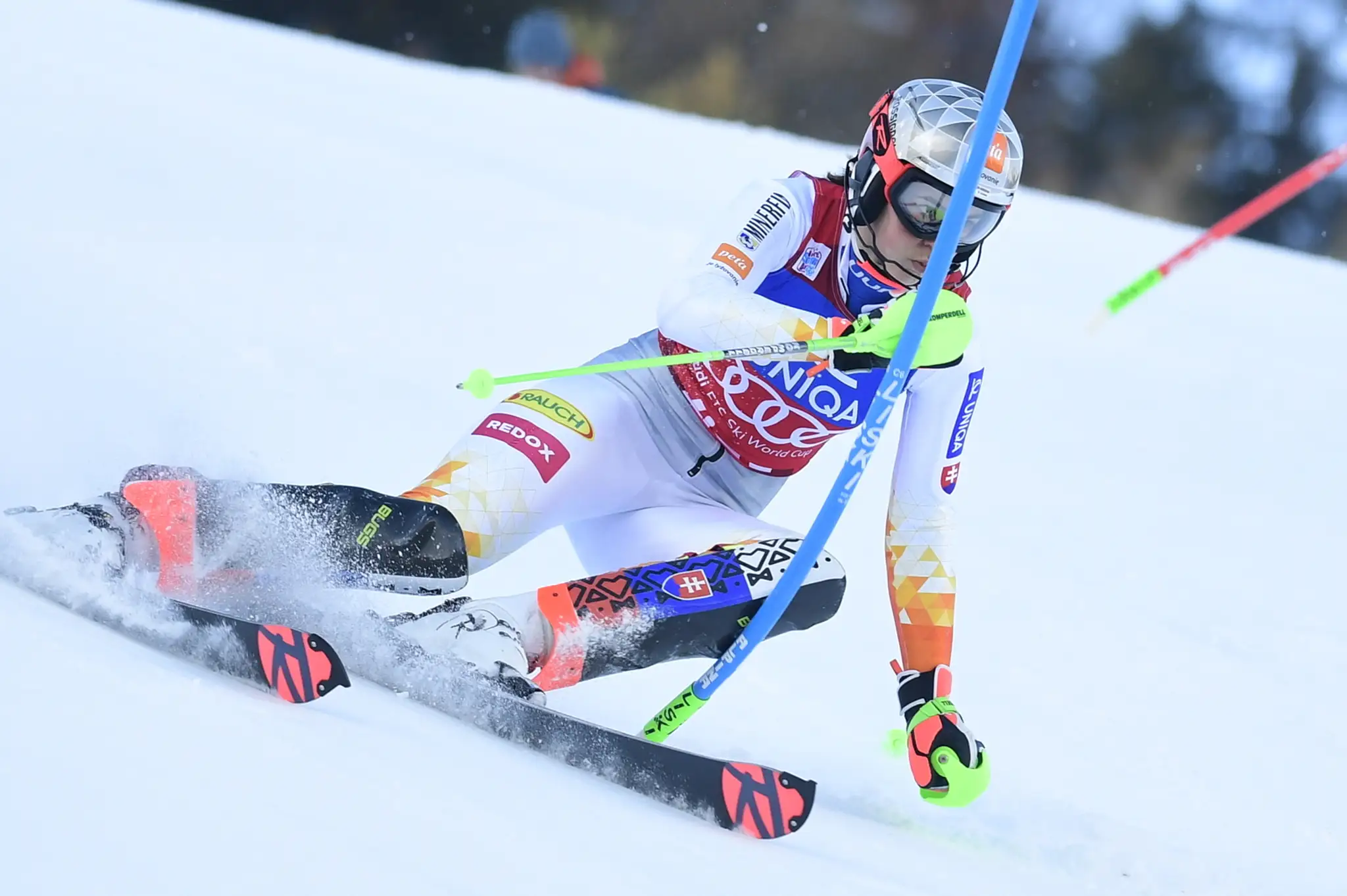 Petra Vlhová v prvom kole slalomu v Lienzi.