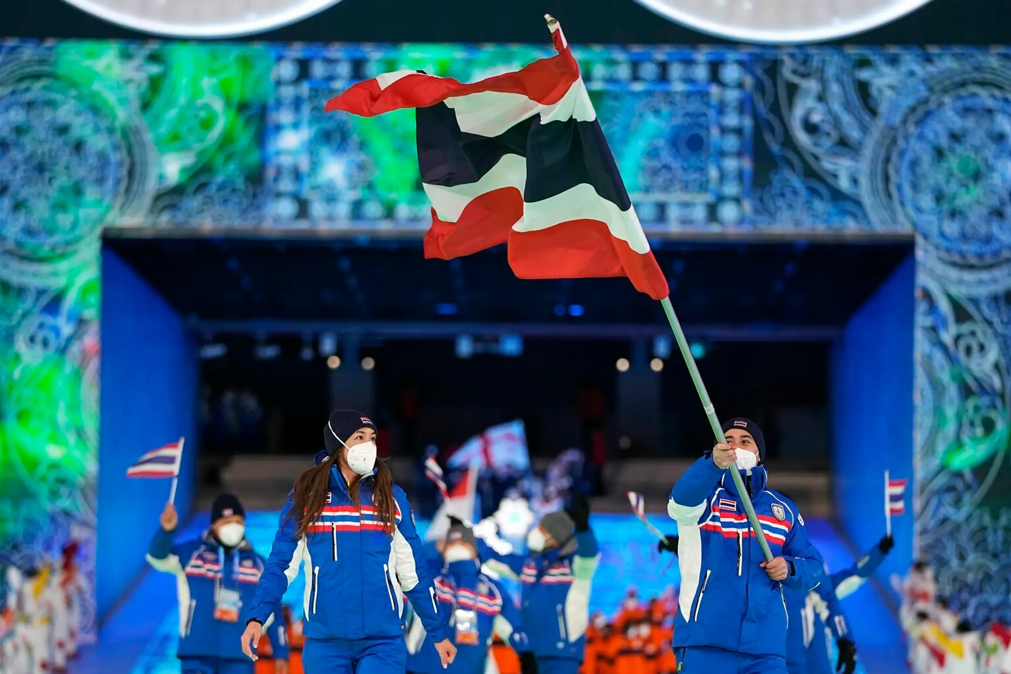 Thajskí atléti na otváracom ceremoniáli ZOH 2022.